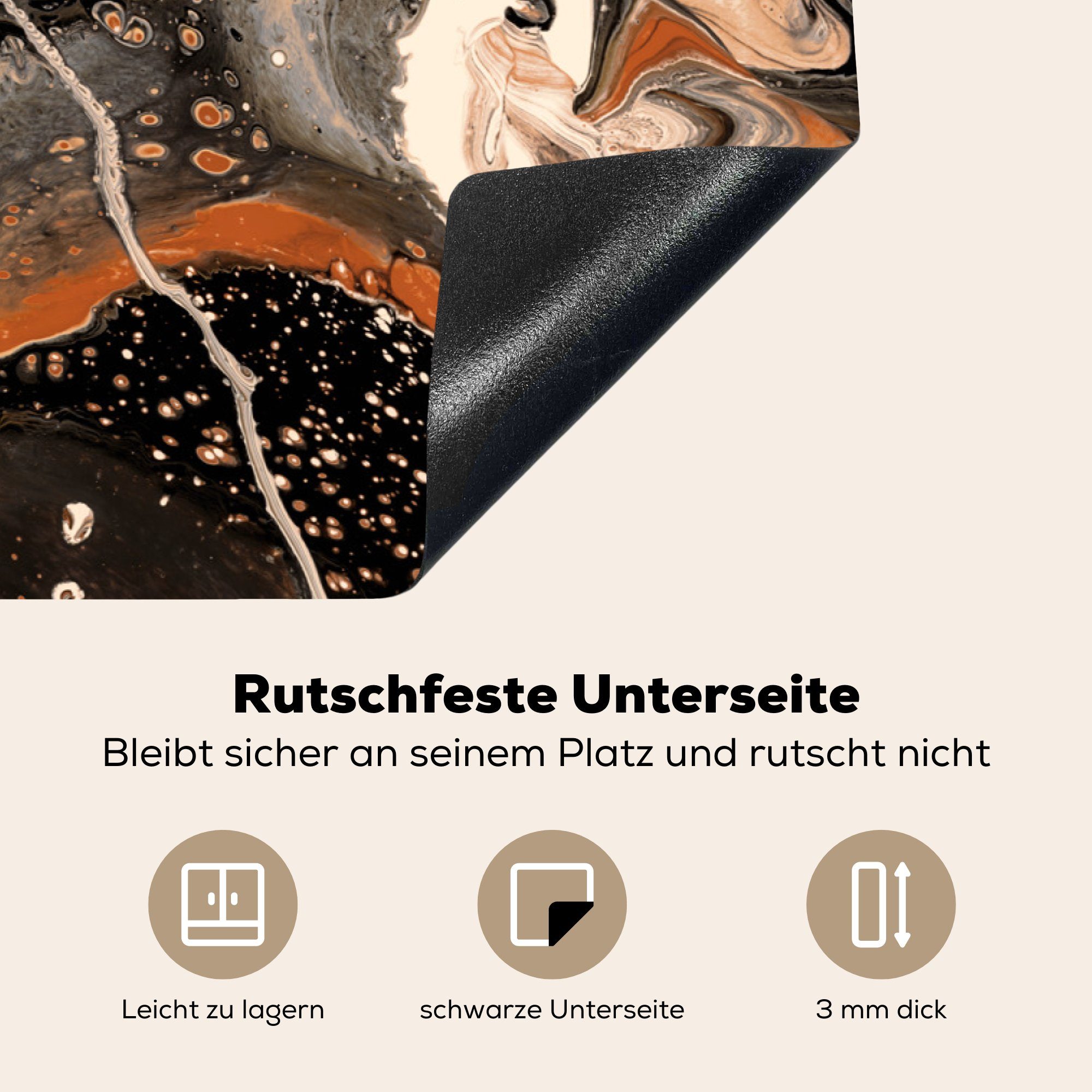 Vinyl, für - Acrylfarbe 81x52 Ceranfeldabdeckung tlg), Rot küche, Schutz (1 Schwarz, Herdblende-/Abdeckplatte MuchoWow cm, die Induktionskochfeld -