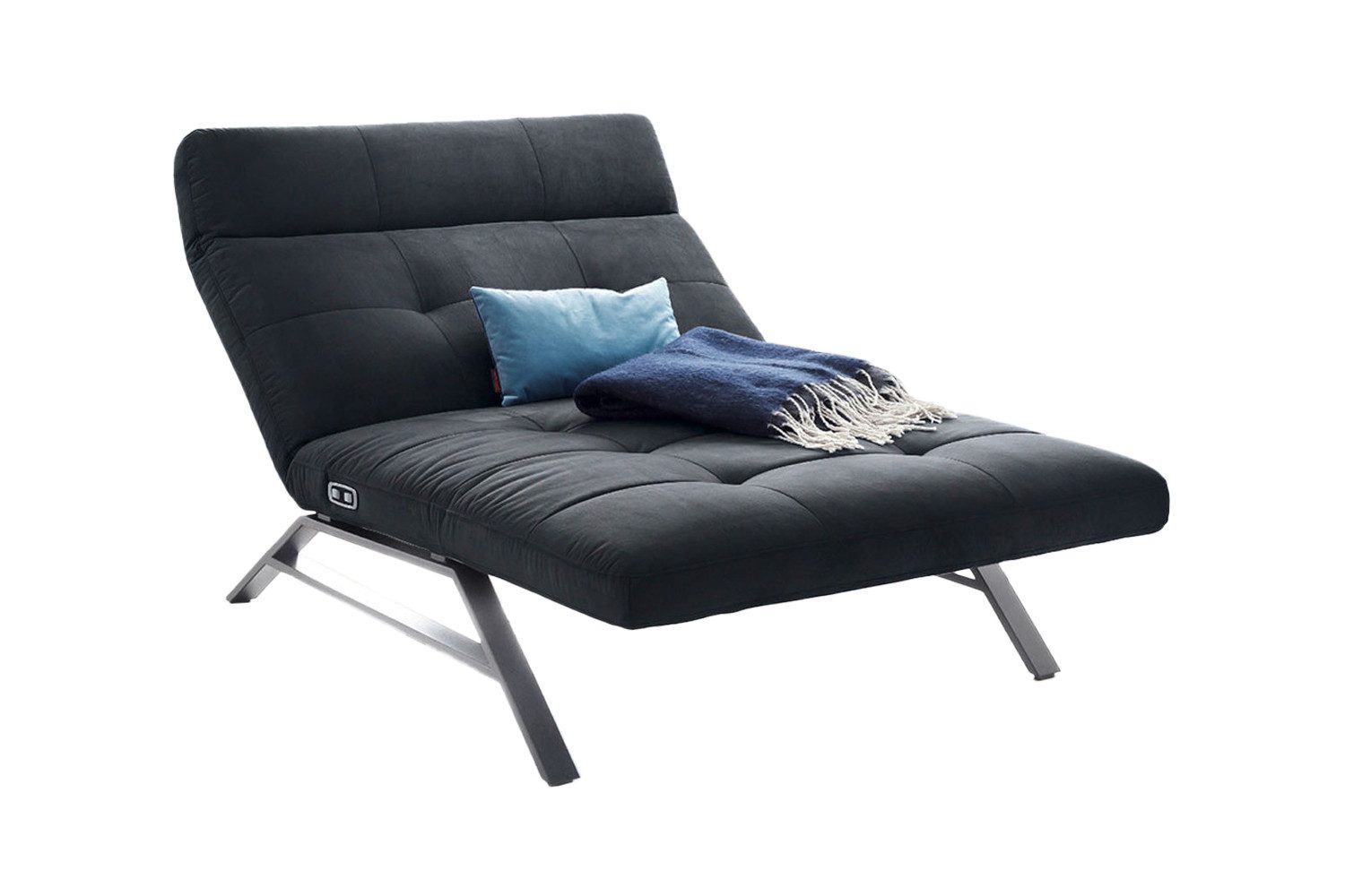 KAWOLA Relaxliege AMERIVA, Velvet, Fuß schwarz oder chrome, verschiedene Breiten und Farben