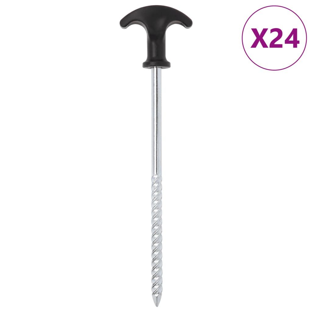 vidaXL Zeltteppiche Zeltheringe 24 Stk. 20 cm Ø7 mm Verzinkter Stahl