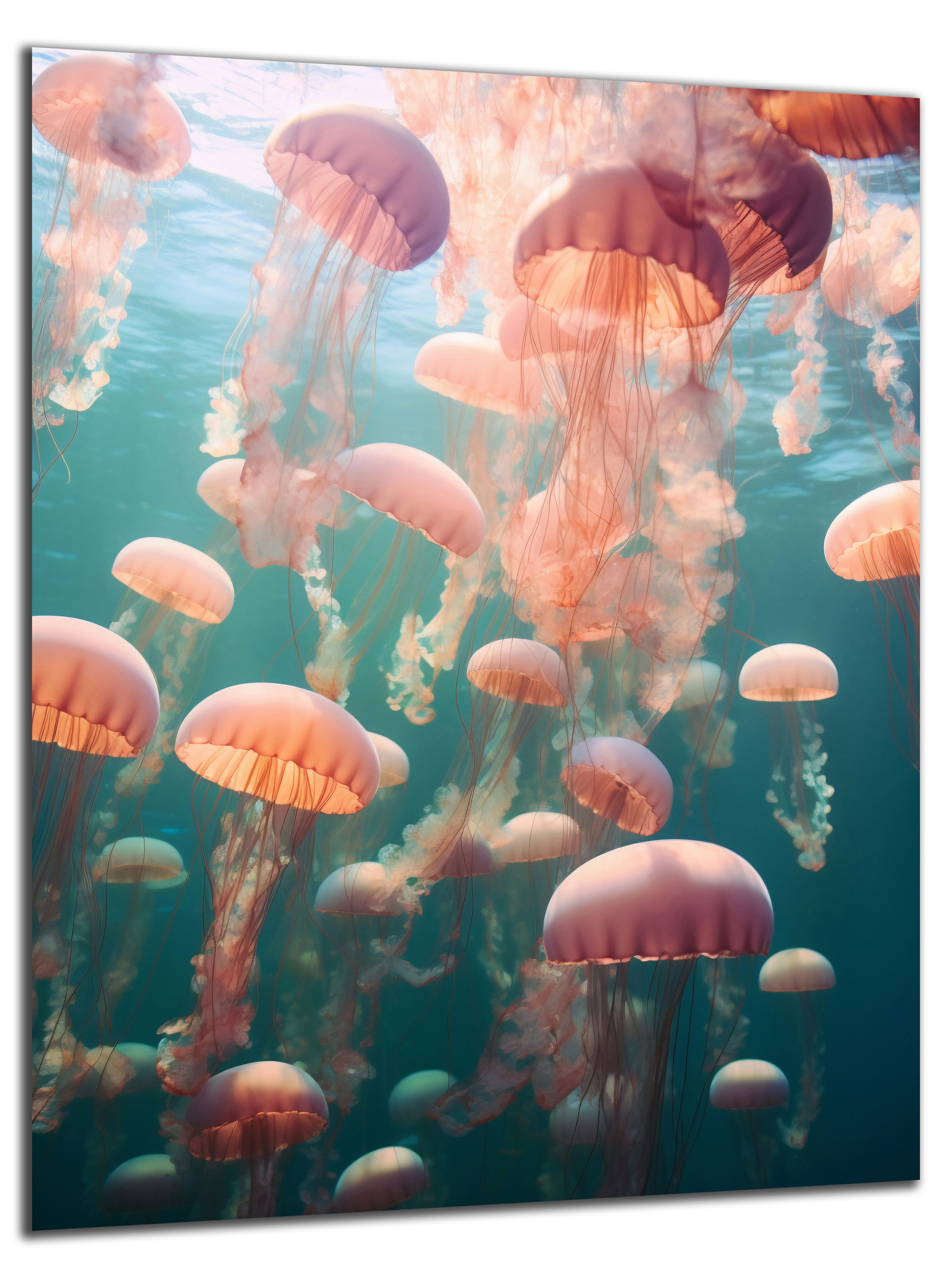 DARO Design Leinwandbild Modern Abstrakt Wandbilder XXL Wandbild Wand Deko Leinwand Bilder, (rosa Qualle - Bild groß Wohnzimmer Schlafzimmer Küche Esszimmer Einteilig Querformat Fotodruck Leinwände Wanddeko Abstrakte Kunst Boho), 30x20cm