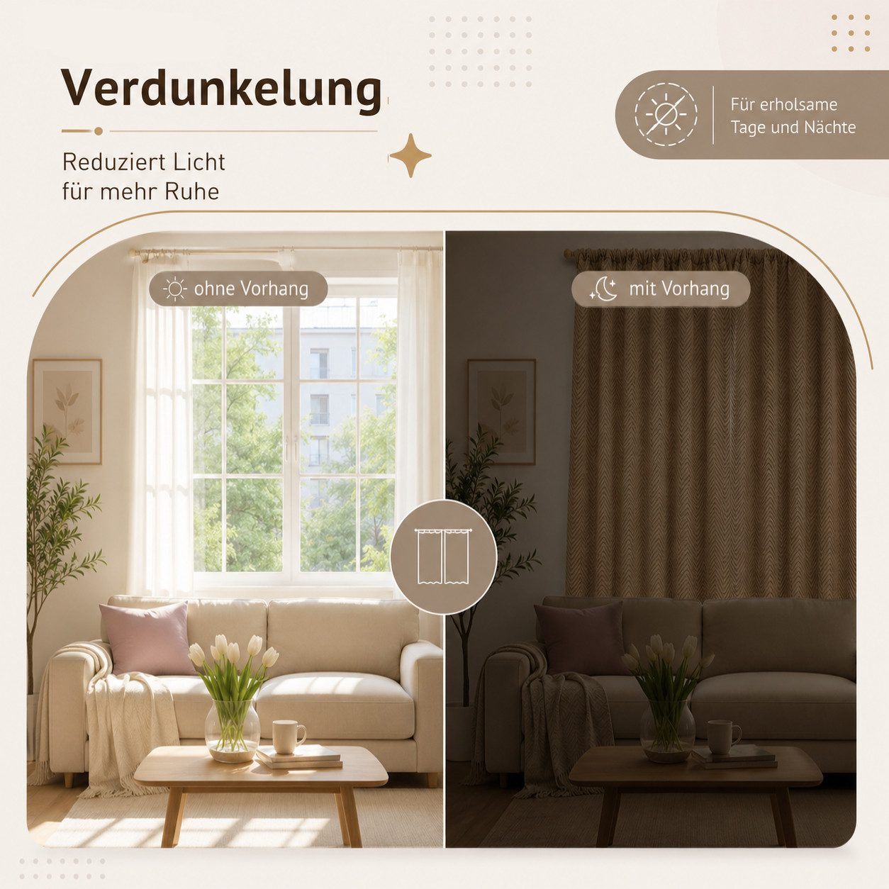 LMaxhome Verdunkelungsvorhang Thermovorhang 370 g/m² Verdunkelungsvorhang mit Multifunktionsband (1 St), Schwerer Vorhang mit 3-Lagen-Aufbau, Chevron-Steppung u – Bild 3 von 5