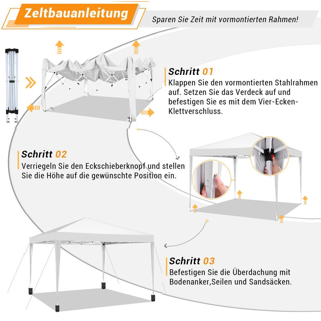LUCKZON Pavillon 3x3m Pop Up Pavillion günstig online kaufen