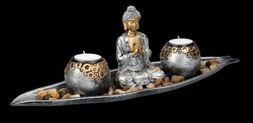 Figuren Shop GmbH Teelichthalter Buddha Figur - 2er Teelichthalter Deko Set - Mythologie Dekoschale