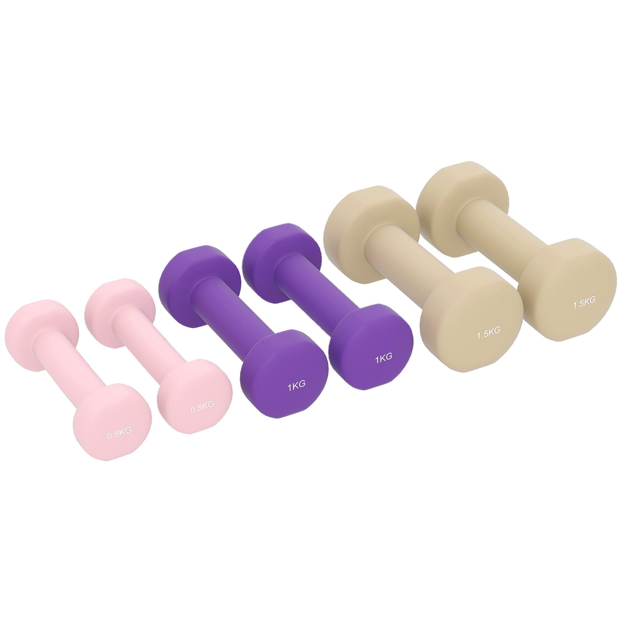 BlingBin Hantel-Set 6er Set Hanteln mit Koffer, Kleine Hantel 0,5kg, 1kg, 1,5kg, (Kurzhantelset, für Zuhause, Fitnessstudio), Gewichte Hantel für Damen und Kinder - Gymnastik, Yoga, Pilates, Gym