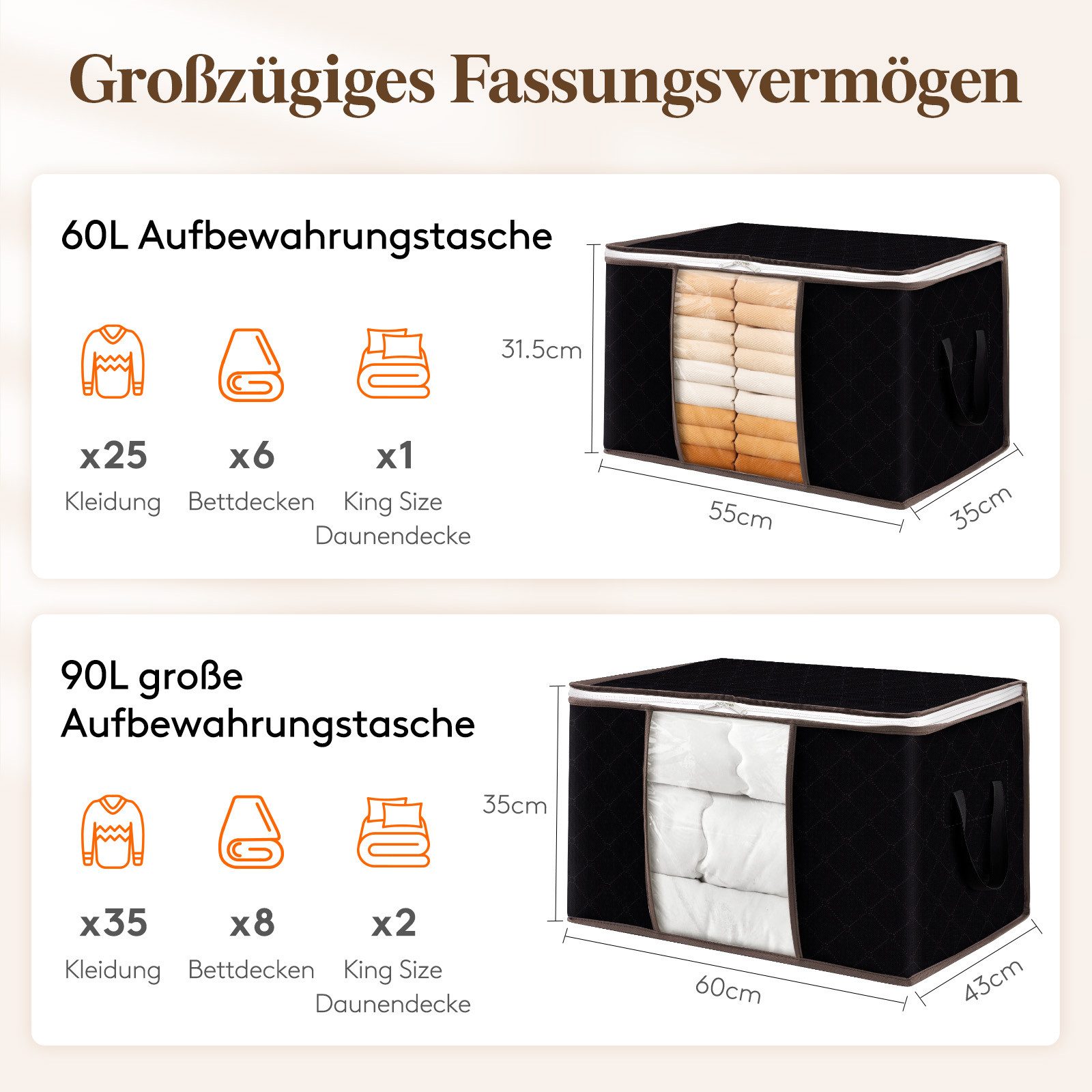Lifewit Aufbewahrungsdose 3 x 90L Aufbewahrungstaschen, günstig online kaufen