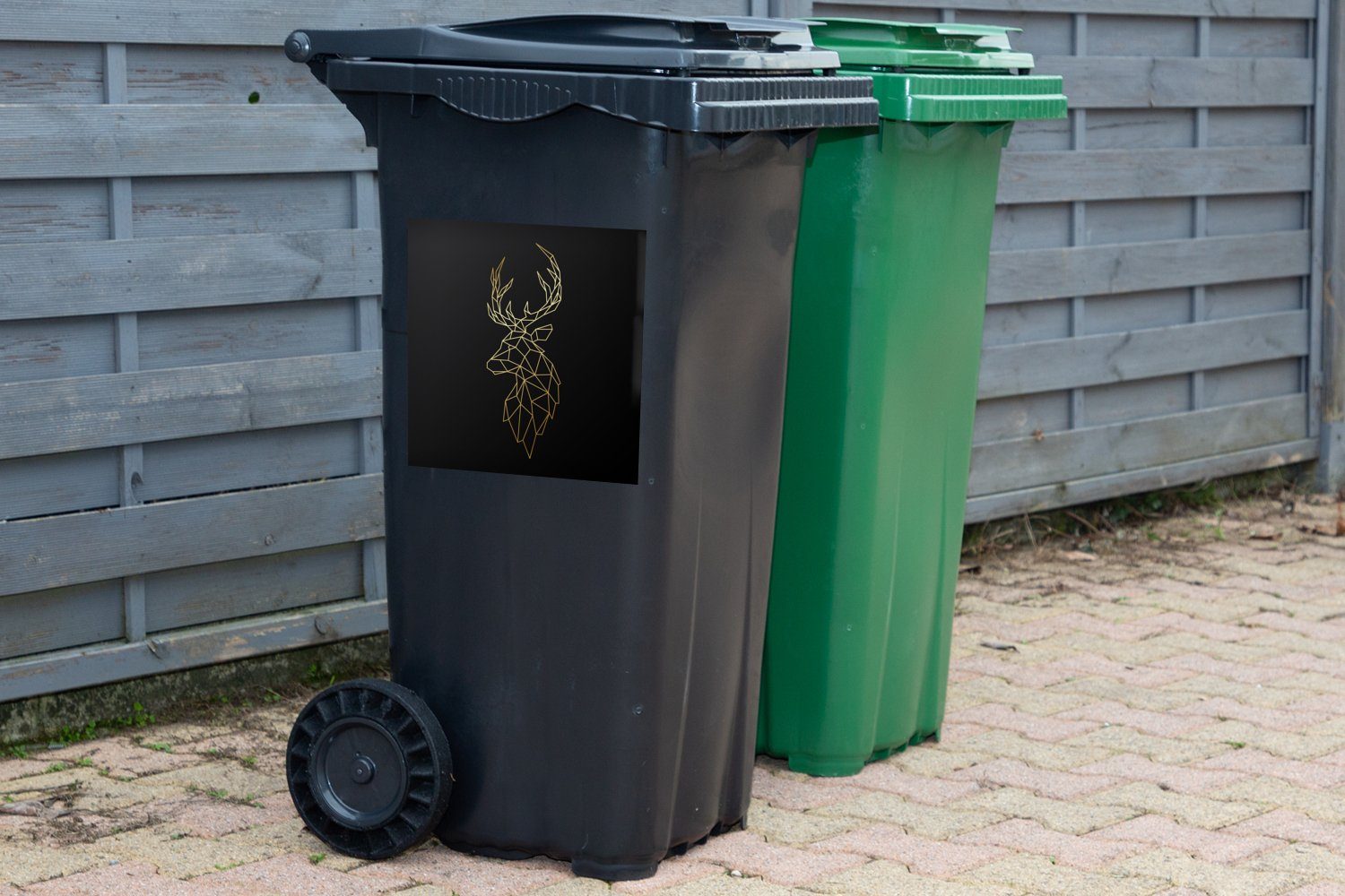 Rotwild Mülleimer-aufkleber, Schwarz Gold - - Container, St), Mülltonne, Wandsticker MuchoWow (1 Abfalbehälter Sticker,