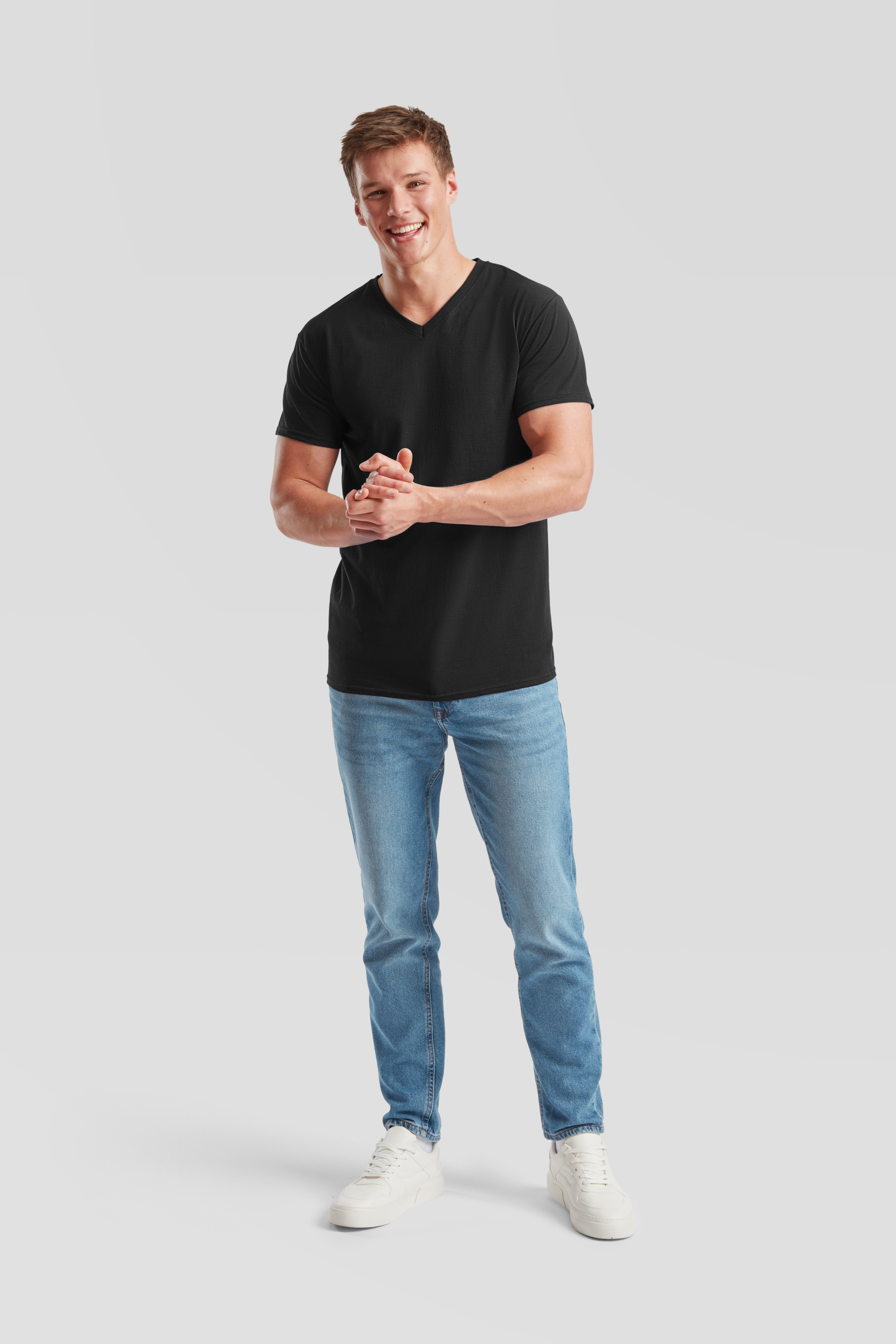 Fruit of the Loom T-Shirt (Packung, 6-tlg) aus Baumwolle, V-Ausschnitt, 6-teilig