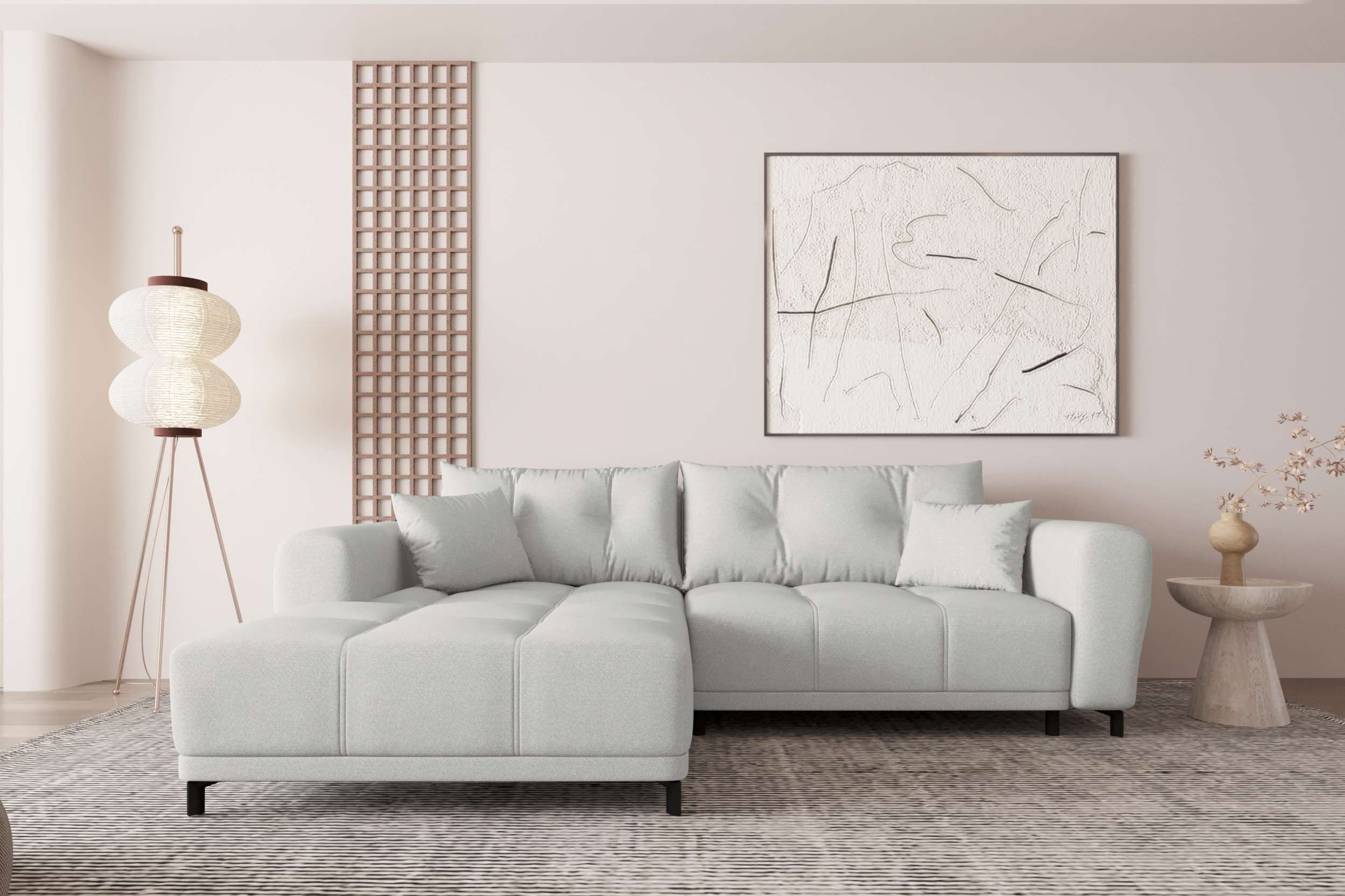 99rooms Ecksofa Massimo, Sofa L-Form, Eckcouch, mit Schlaffunktion,Rundumbezug, in Strukturstoff NEVE