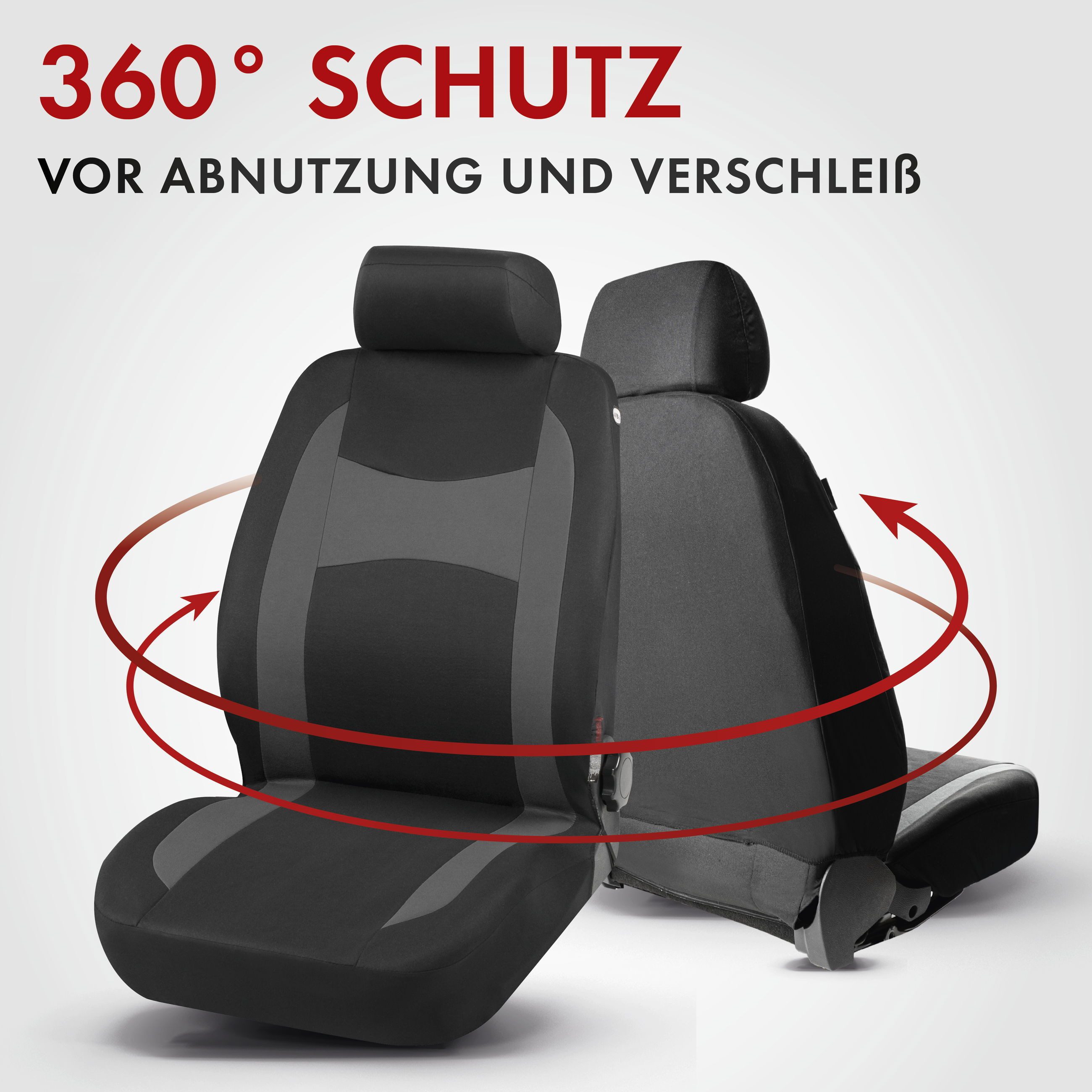 CarComfort Autositzbezug Autositzbezug Fairmont grau, 2 Vordersitzbezüge 1tlg, 1 Rücksitzbezug 4tlg, 5 Kopfstützenbezüge, 11-tlg.