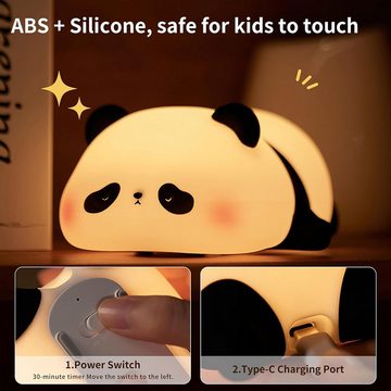 autolock LED Nachtlicht Nachtlicht Kinder Panda Nachtlampe Dimmbar Timer, Silikon Nachtlicht Baby USB-Aufladbar Niedliche Panda Lampe