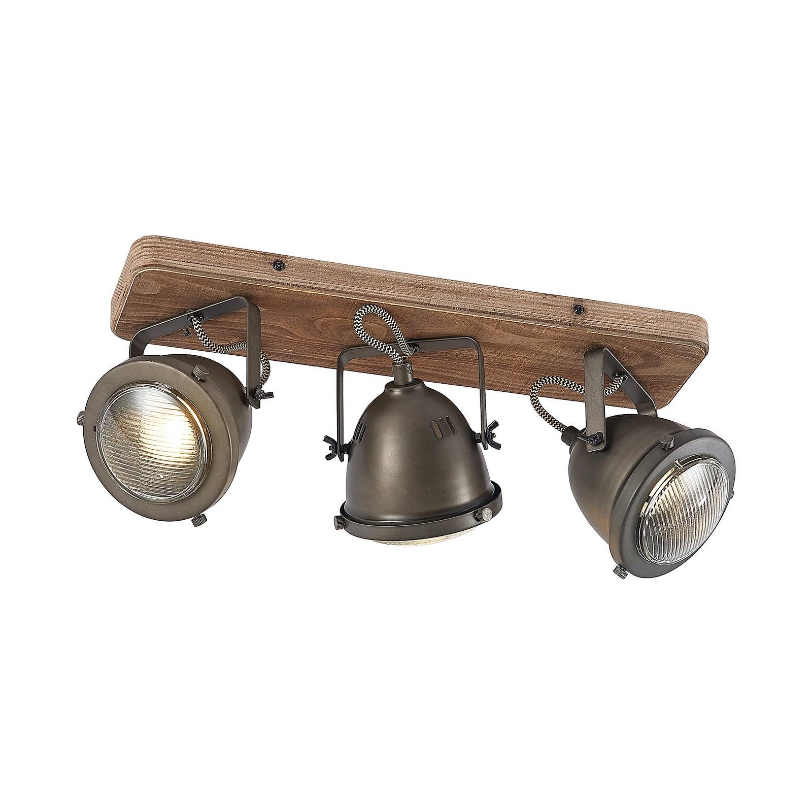 Lindby Deckenstrahler Farovi, Holz Schwarz IP20, 3 x 20 W