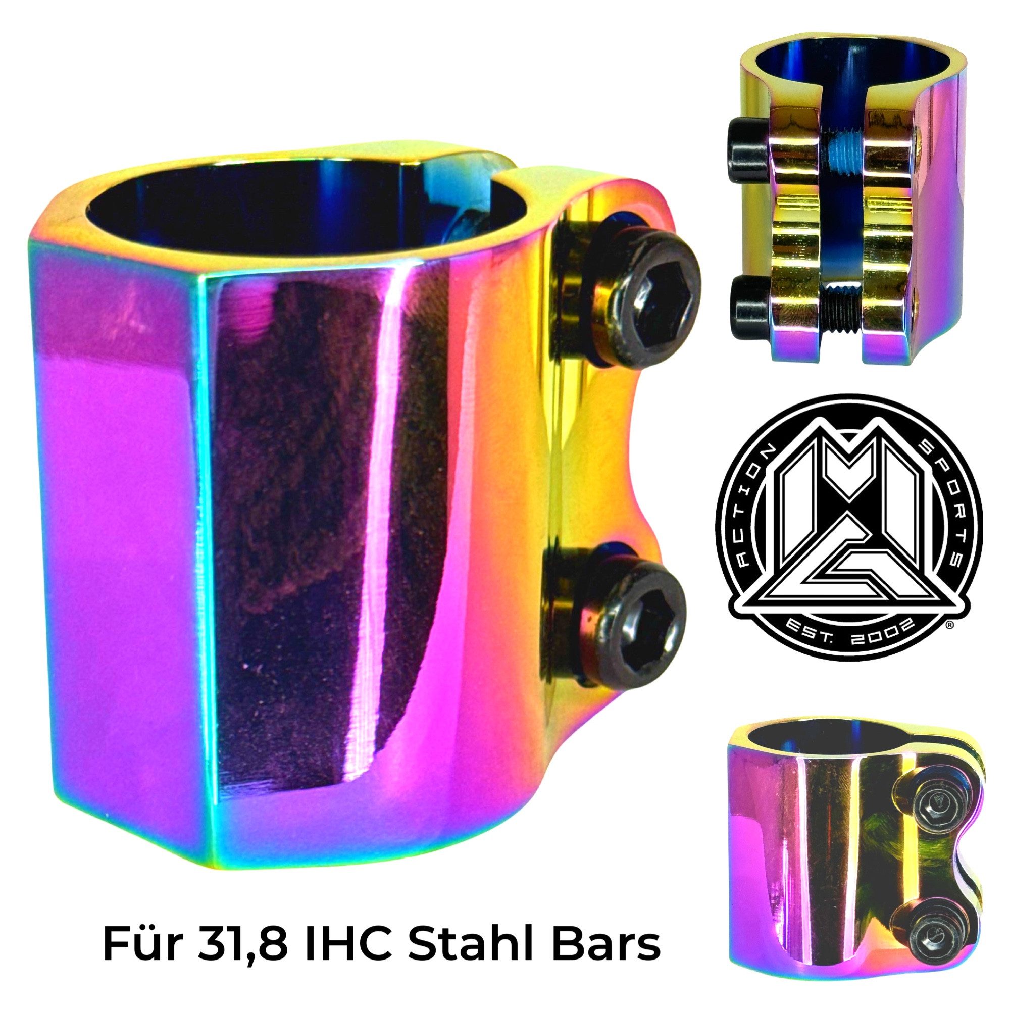 Stuntscooter MGP Madd Gear V2 Double Stunt-Scooter Clamp 31,8 Lenker Klemme Rainbow