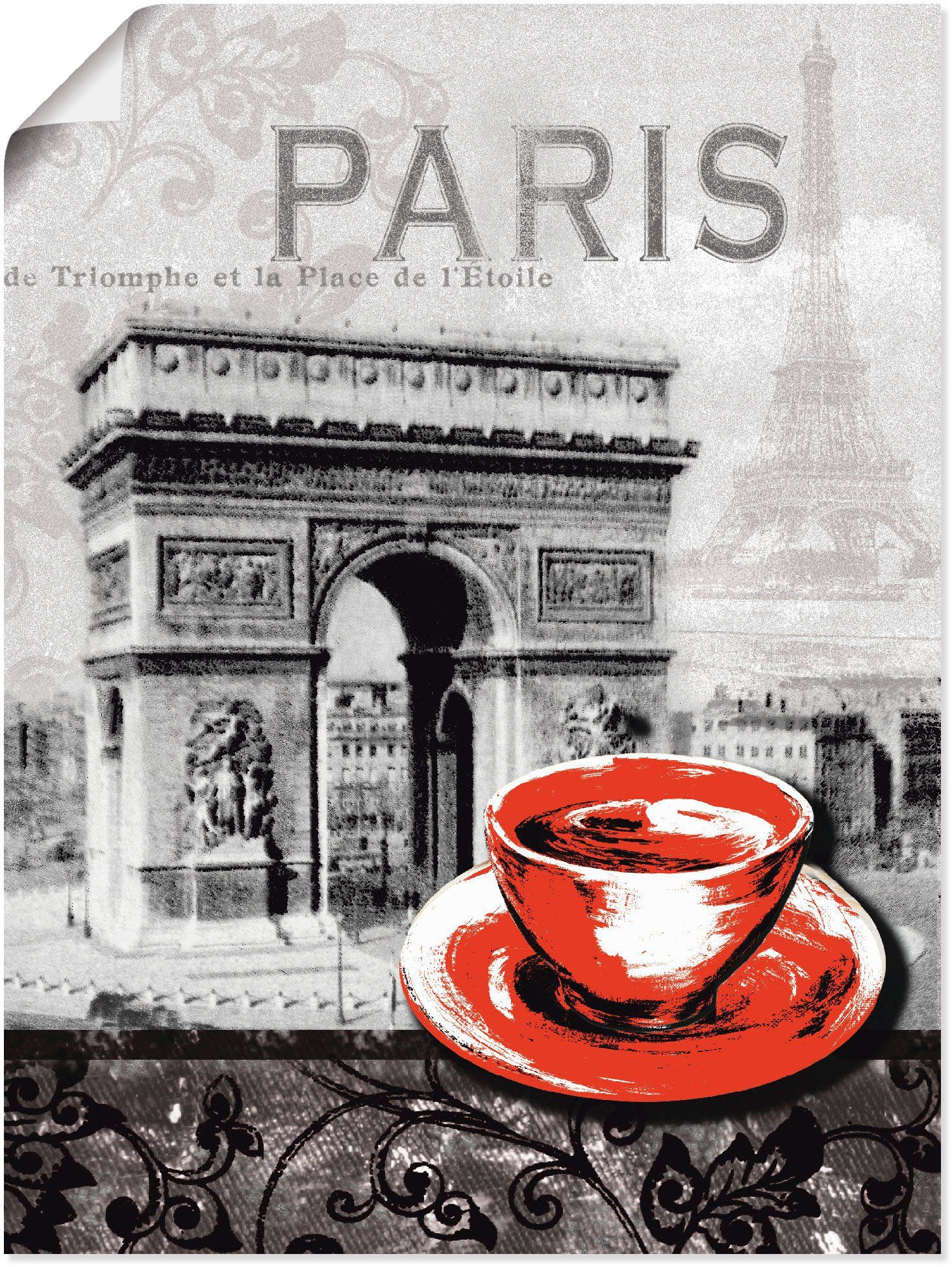 Poster oder in Café au Gebäude Wandbild Wandaufkleber - Artland St), Alubild, Leinwandbild, versch. Paris Größen Lait als Milchkaffee, (1 -
