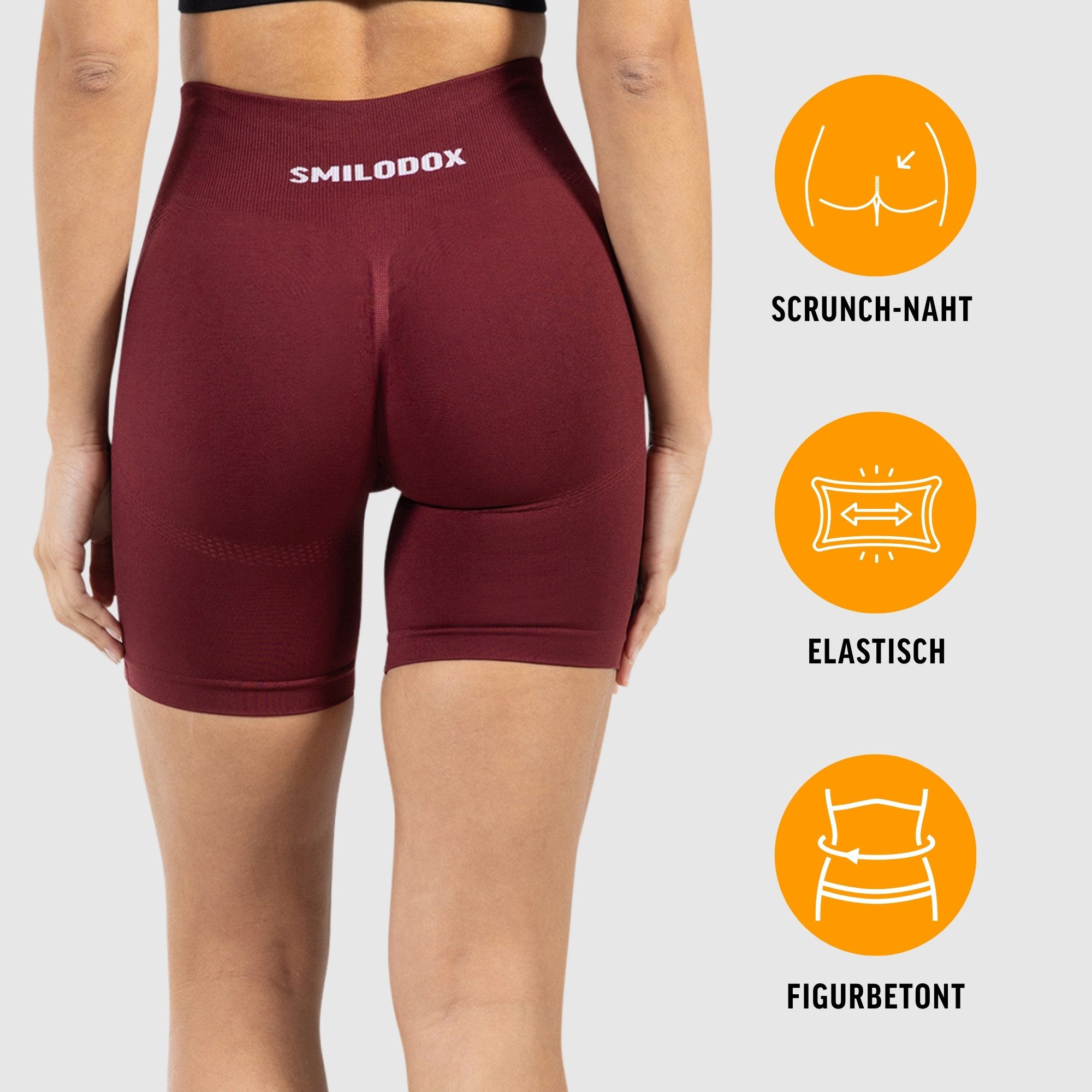 Smilodox Shorts Nomeli Scrunch, Kurze Seamless Sportshorts Shaped Fit, Booty Scrunch Radlerhose elastisch & bequem, Training Freizeit Gym Workout Alltag