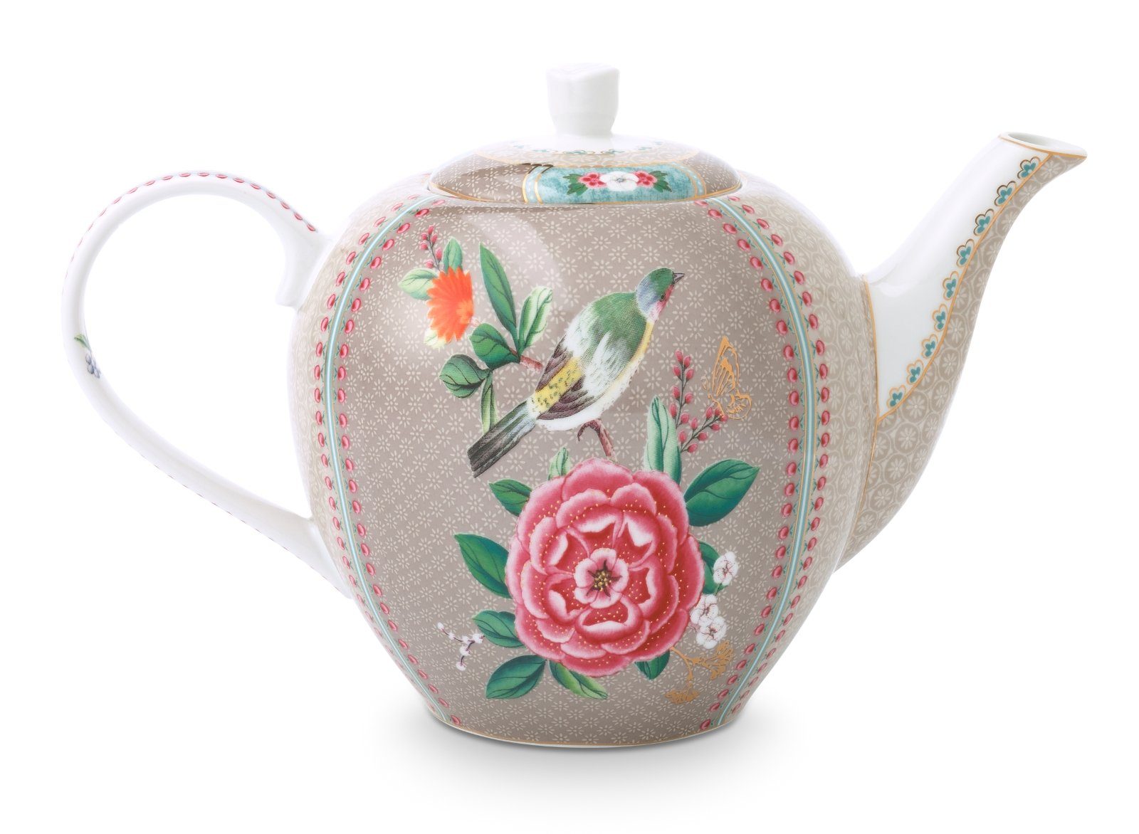 PiP Studio Teekanne Blushing Birds Teekanne large khaki 1,6 l, Tea Pot Large Blushing Birds Khaki 1.6ltr