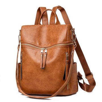 OKWISH Rucksack Laptoprucksack Schulrucksack Lederrucksack Reiserucksack Leder (30x32x14 cm Lederrucksäcke mit 19x12 cm Handtasche, Vintage, Schultertasche, Notebook Laptop Tasche, Schule Rucksack), für Herren Damen Jungen Teenager Freizeit Arbeit Business Reisen