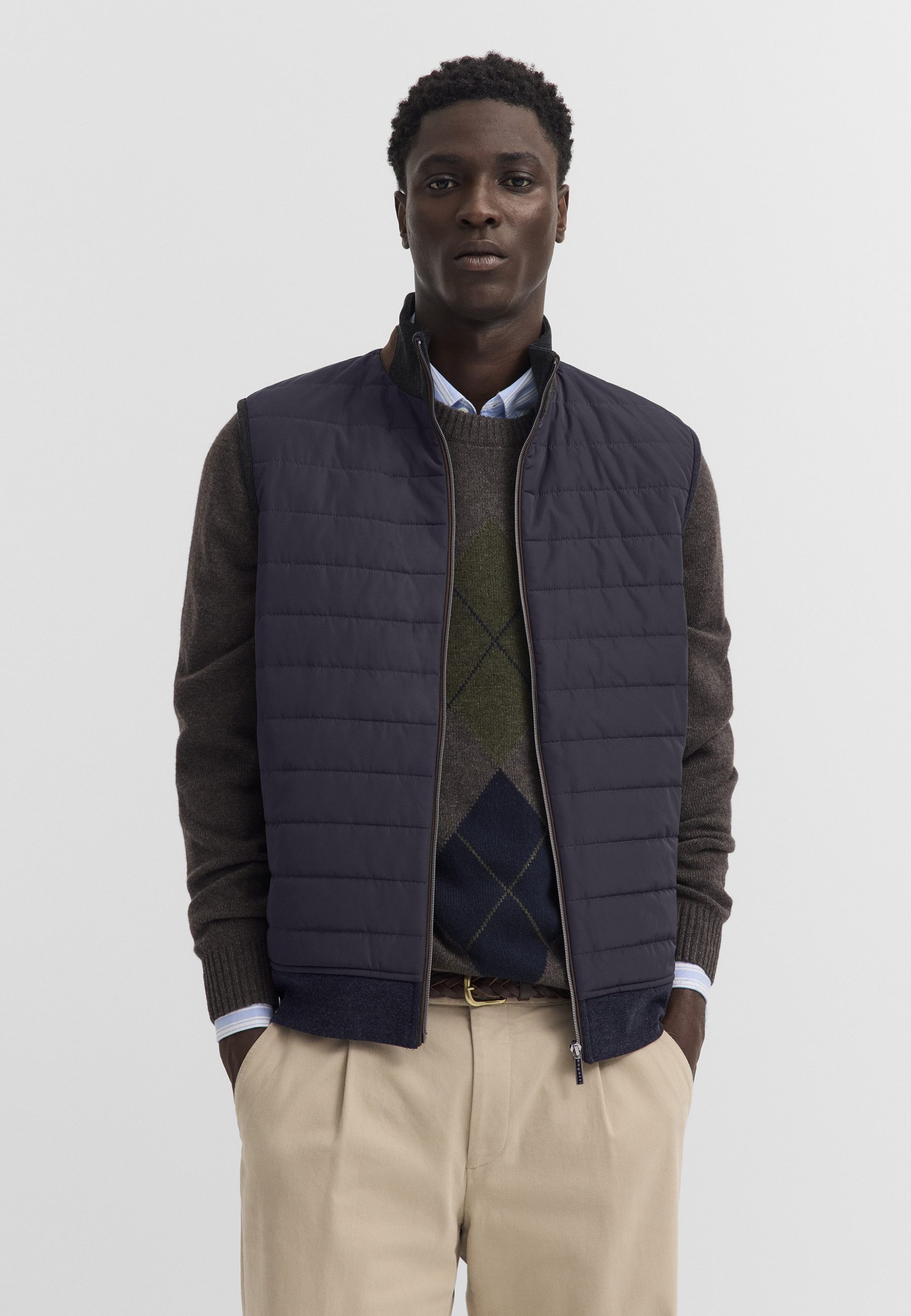 bugatti Strickweste Regular Fit Regular Fit Steppweste Baumwollmix