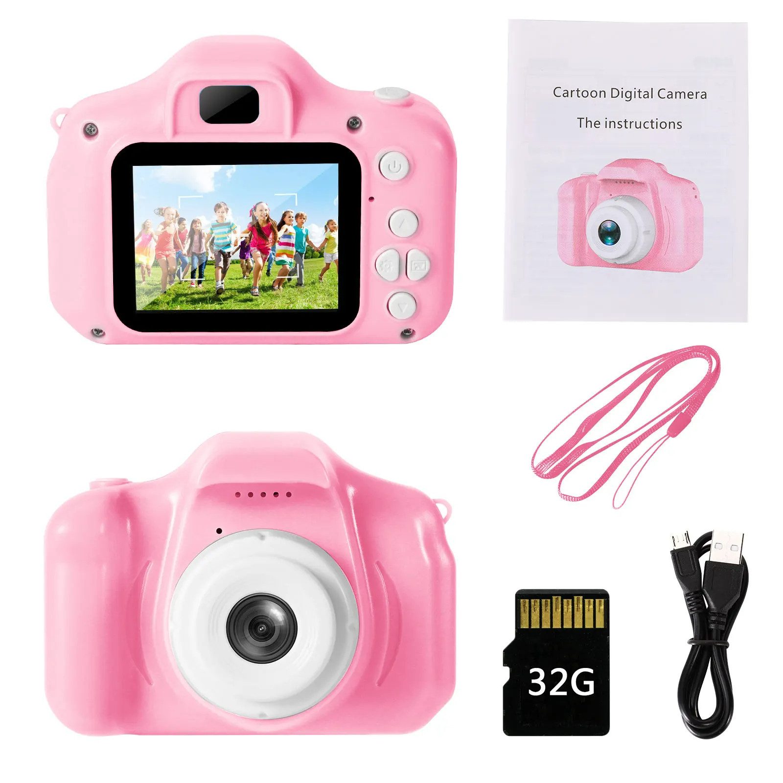 Vivitar Kinderkamera 48MP 1080P HD Digitalkamera Spielzeug mit 32GB SD Karte Kinderkamera (48 MP, 8x opt. Zoom, inkl. 5 lustige Spiele + 15 schöne Bildervorlagen + 6 magische Filter, 8-facher Digitalzoomür - 3-14 Jahre Mädchen Jungen Geburtstag)