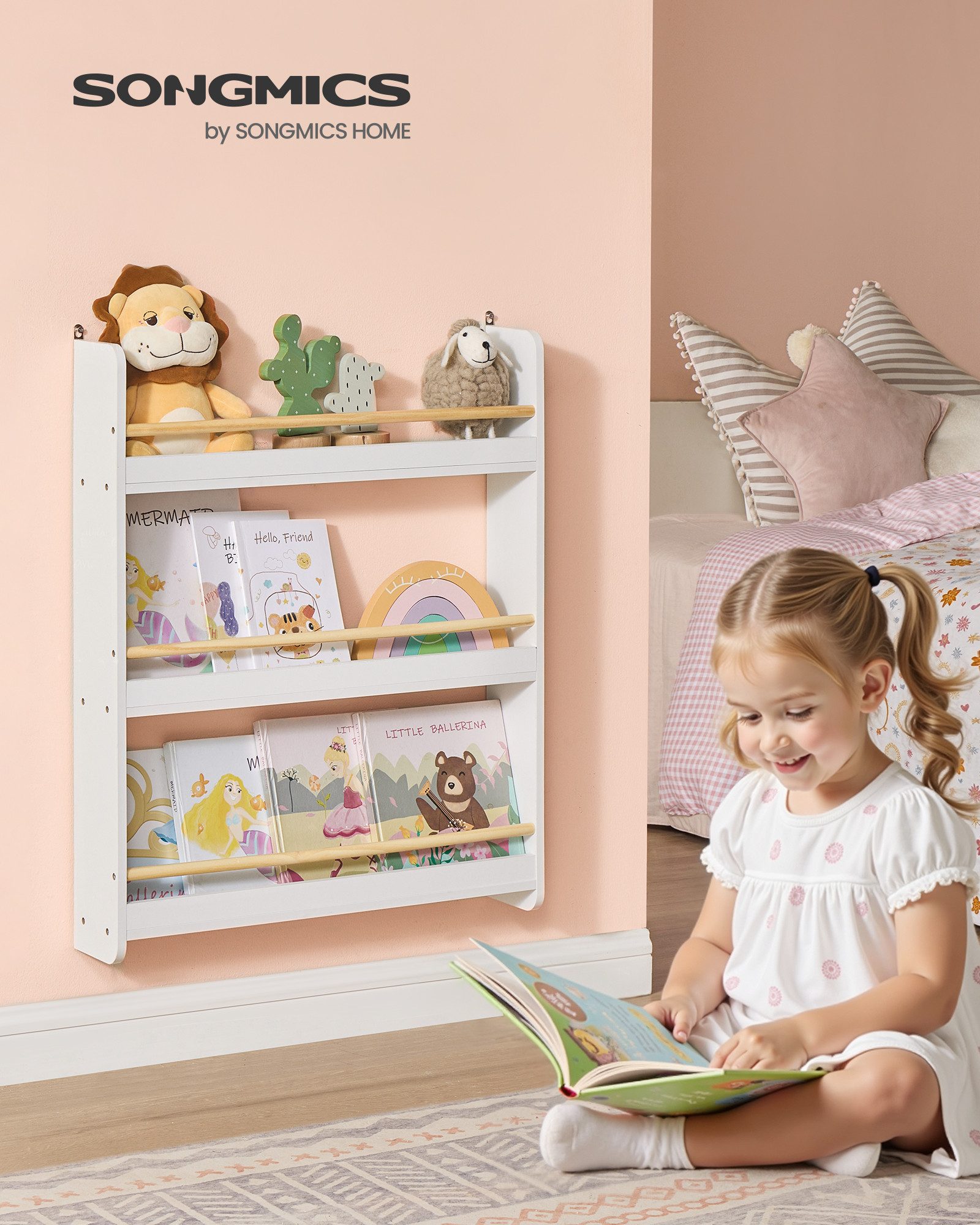 SONGMICS Spielzeugtruhe Bücherregal Kinder, mit 3 günstig online kaufen