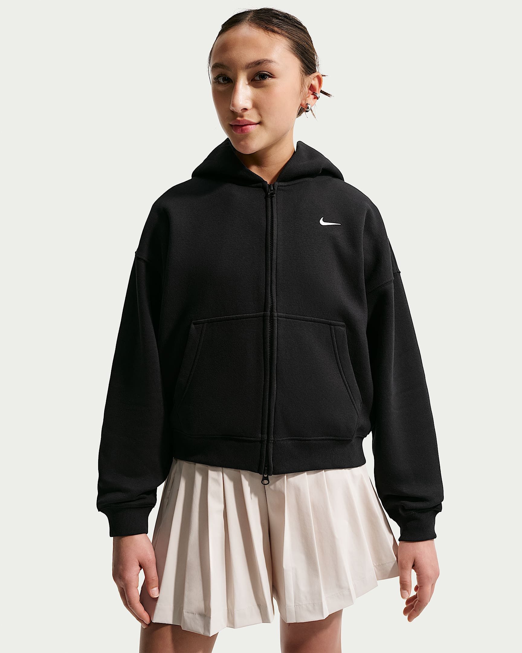 Nike Sportswear Kapuzensweatjacke G NSW STUDIO FLC OS FZ HD für Mädchen und Jugendliche
