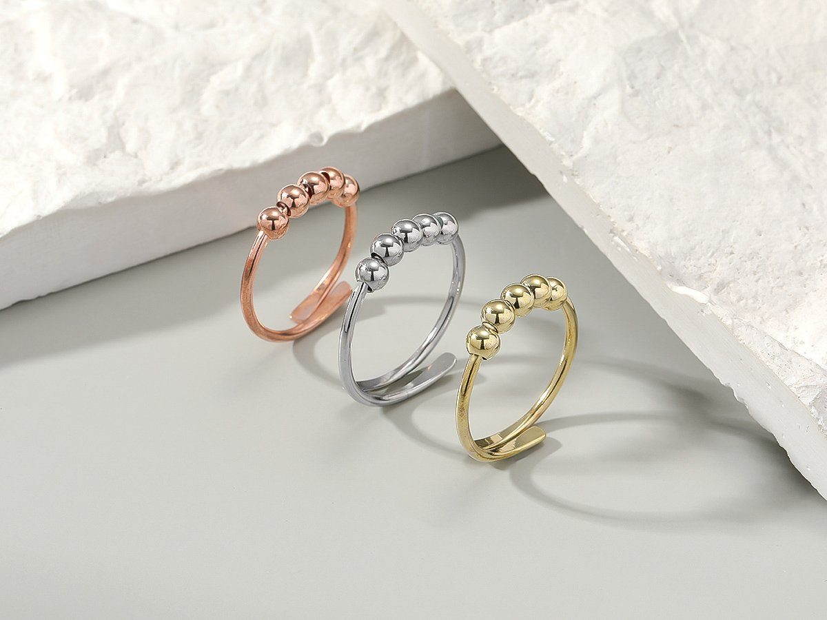 Eyecatcher Fingerring Stress Anti Rosé oder Silber Ring Gold Anxiety