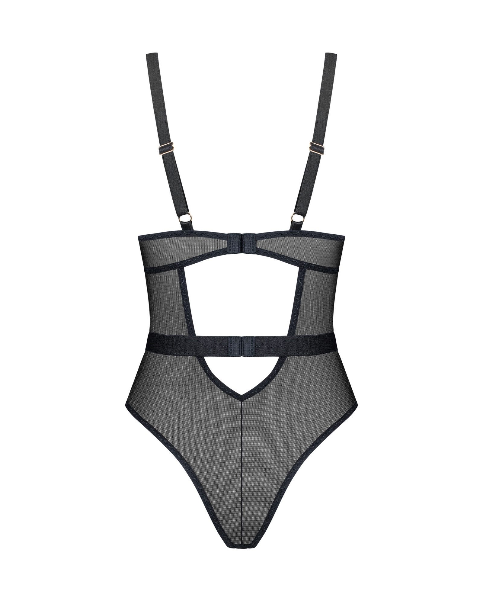 Obsessive Stringbody Vila Blanes Body mit floraler Stickerei - schwarz, beige (1-tlg) Bügel-Cups, dreistufig verstellbarer Verschluss im Schrittbereich – Bild 4 von 4