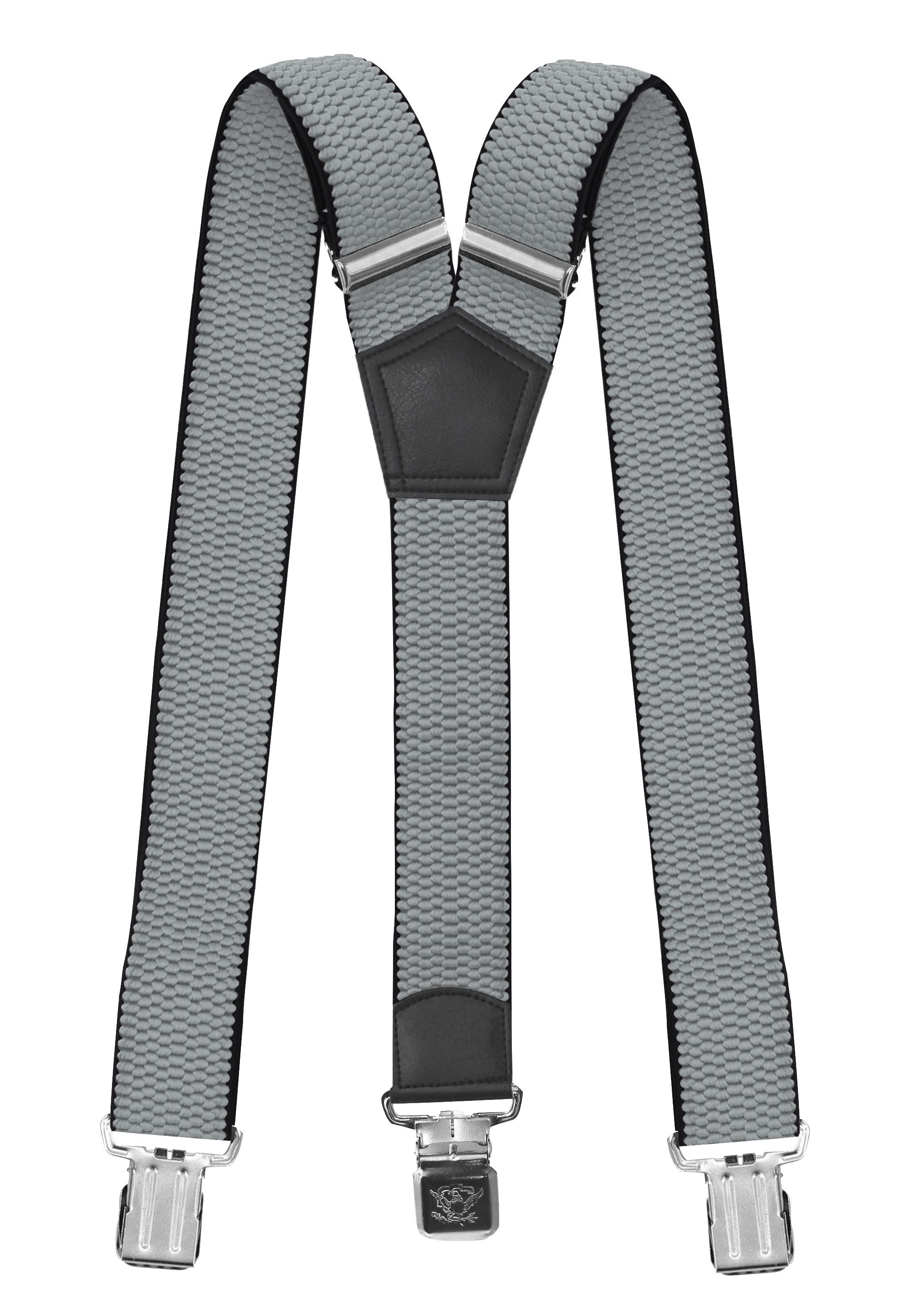 Fabio Farini Hosenträger 4cm Breites Y-Design verstellbar mit extra starken Clipverschluss, Hellgrau