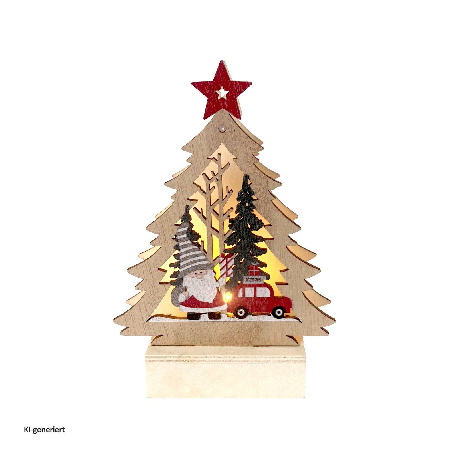 HTI-Living Weihnachtsfigur Leuchtspitze Weihnachtsmann kommt mit dem Auto (Stück, 1 St., 1 Leuchtdeko, ohne Batterien), Weihnachtsdeko
