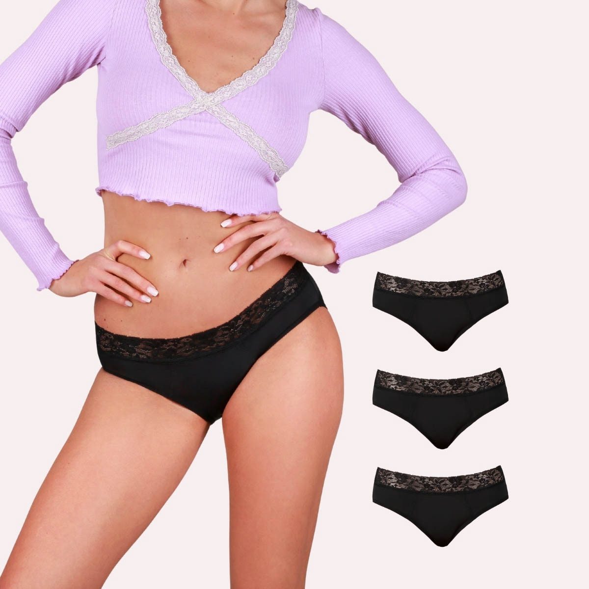 Taynie Periodenslip Queen extra stark - Periodenunterwäsche starke Blutung - Damen (Spar-Set, 3-St., 3er-Pack) Auslaufsichere …