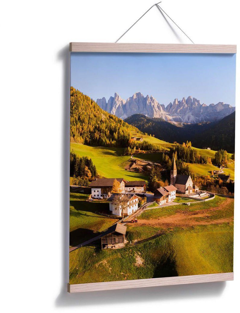 Wall-Art Poster Dorf Dolomiten, Landschaften Wandposter St), Wandbild, (1 Bild, Poster