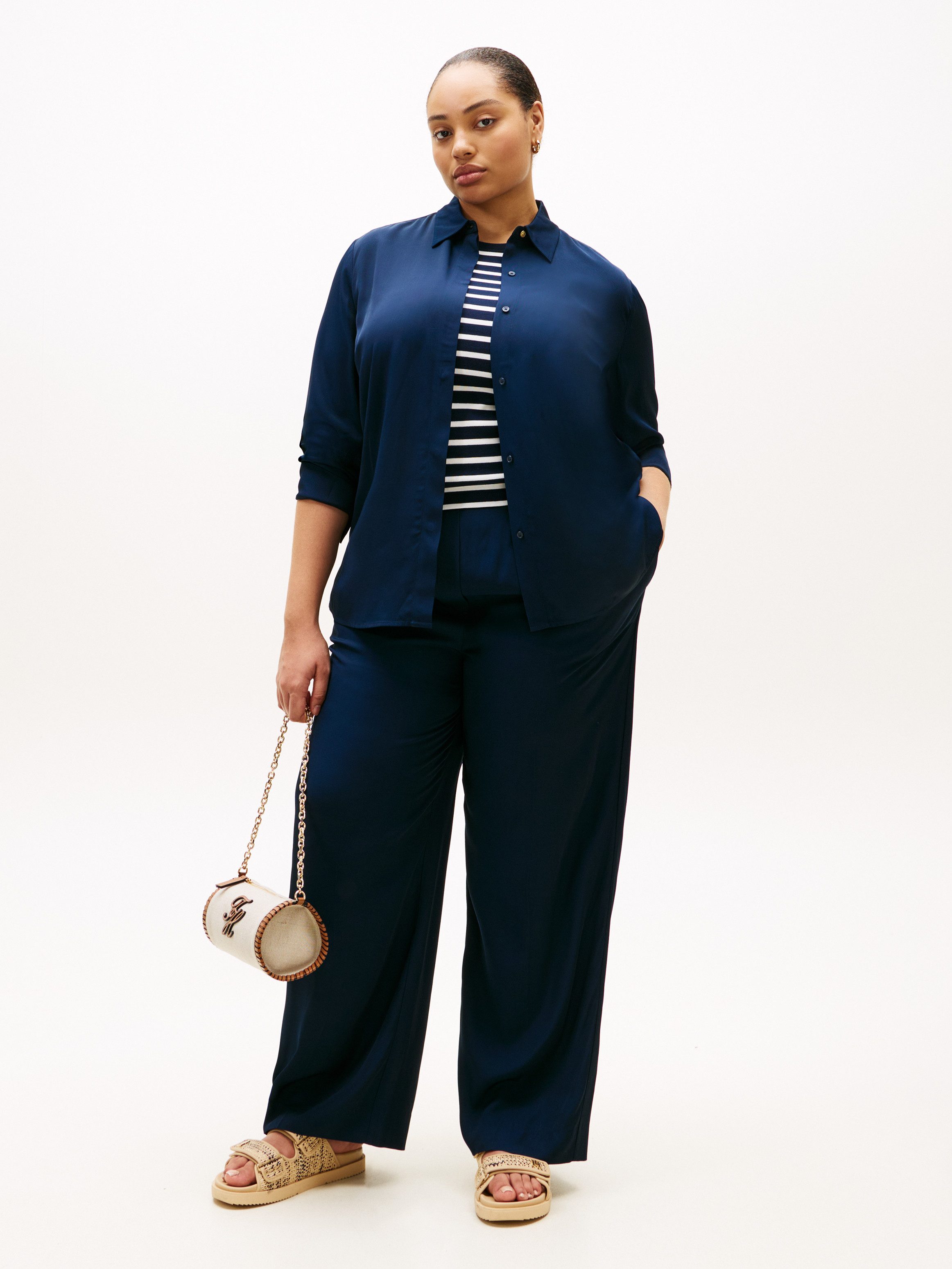 Tommy Hilfiger Curve Hemdbluse CRV VIS TWILL BUTTON UP SHIRT in großen Größen