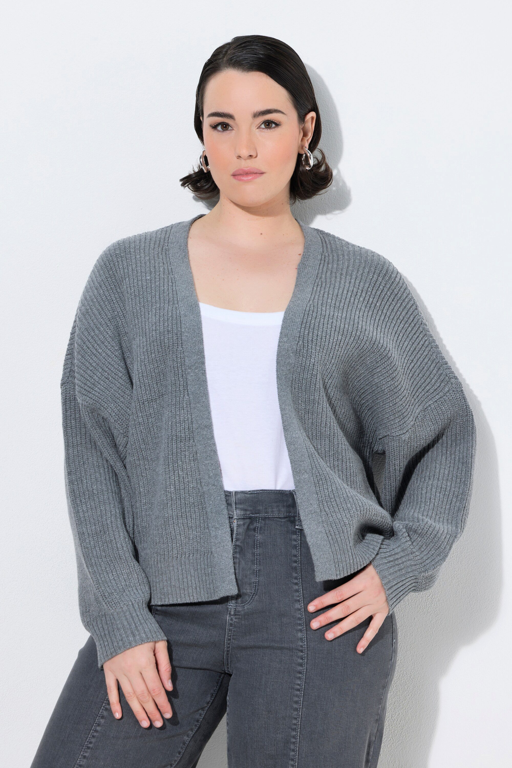 Ulla Popken Strickjacke Strickjacke ohne Verschluss Langarm
