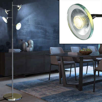 etc-shop LED Stehlampe, Leuchtmittel inklusive, Warmweiß, LED Stehleuchte 4 flammig Wohnzimmer Stehlampe Spotleuchte
