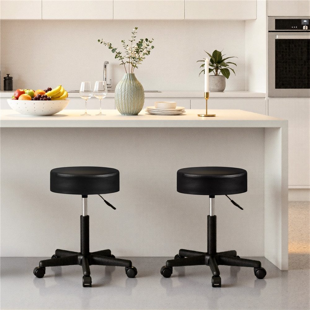 Yaheetech Drehhocker 46 cm – 61,5 cm Höhenverstellbarer Barstuhl, Schminkhocker mit 360° Drehbarer Sitzfläche 150 kg Belastbar