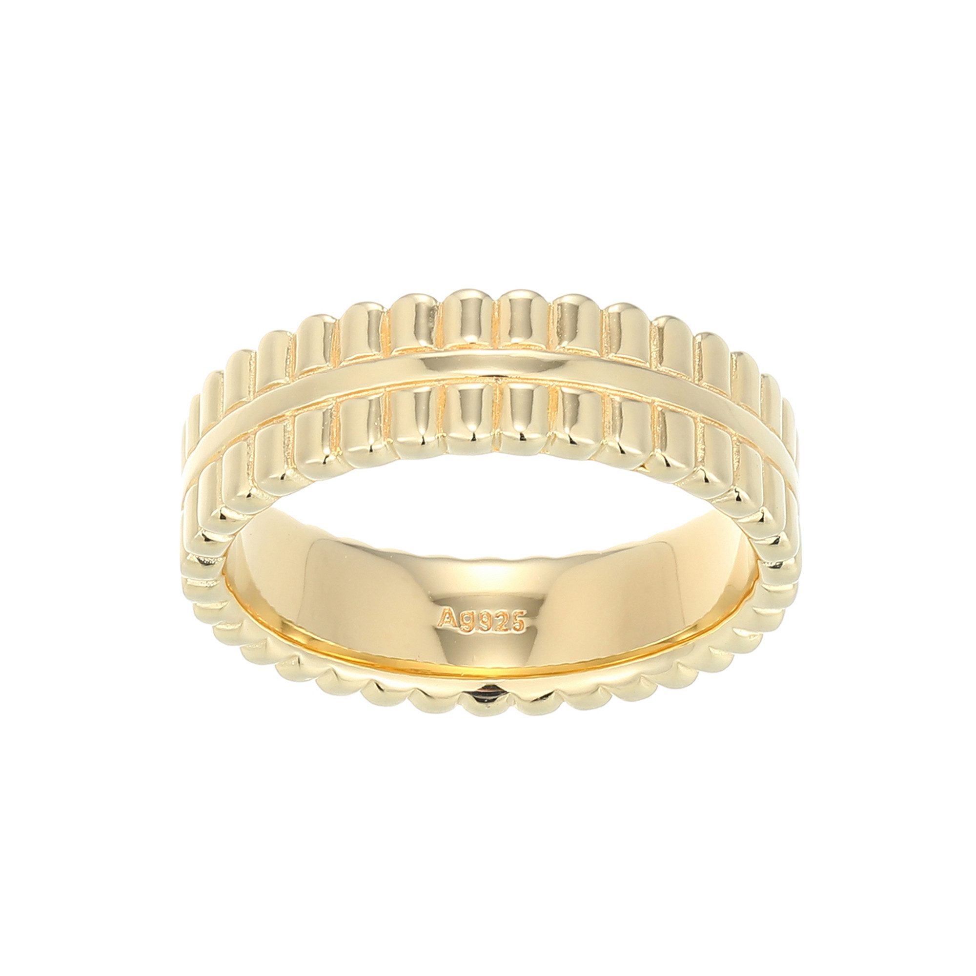 Cavill Silberring Cavill Damenring 925 Sterlingsilber, vergoldet, Rillenmuster 20,5mm (1-tlg)