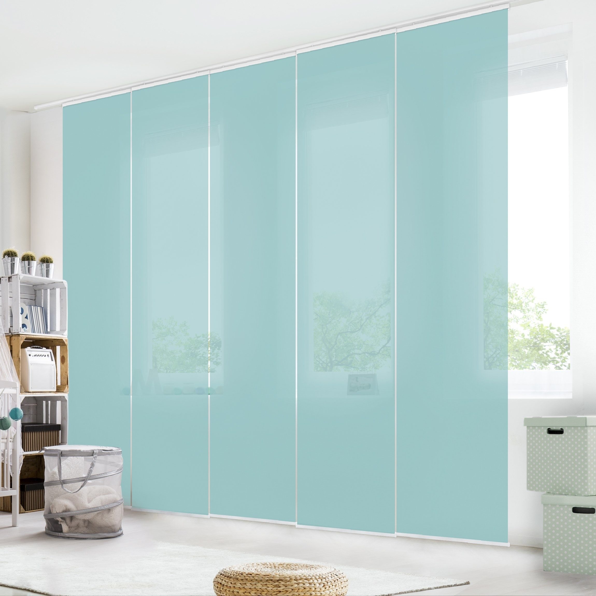 Bilderdepot24 Schiebegardine modern Flächenvorhang blickdicht Pastelltürkis günstig online kaufen