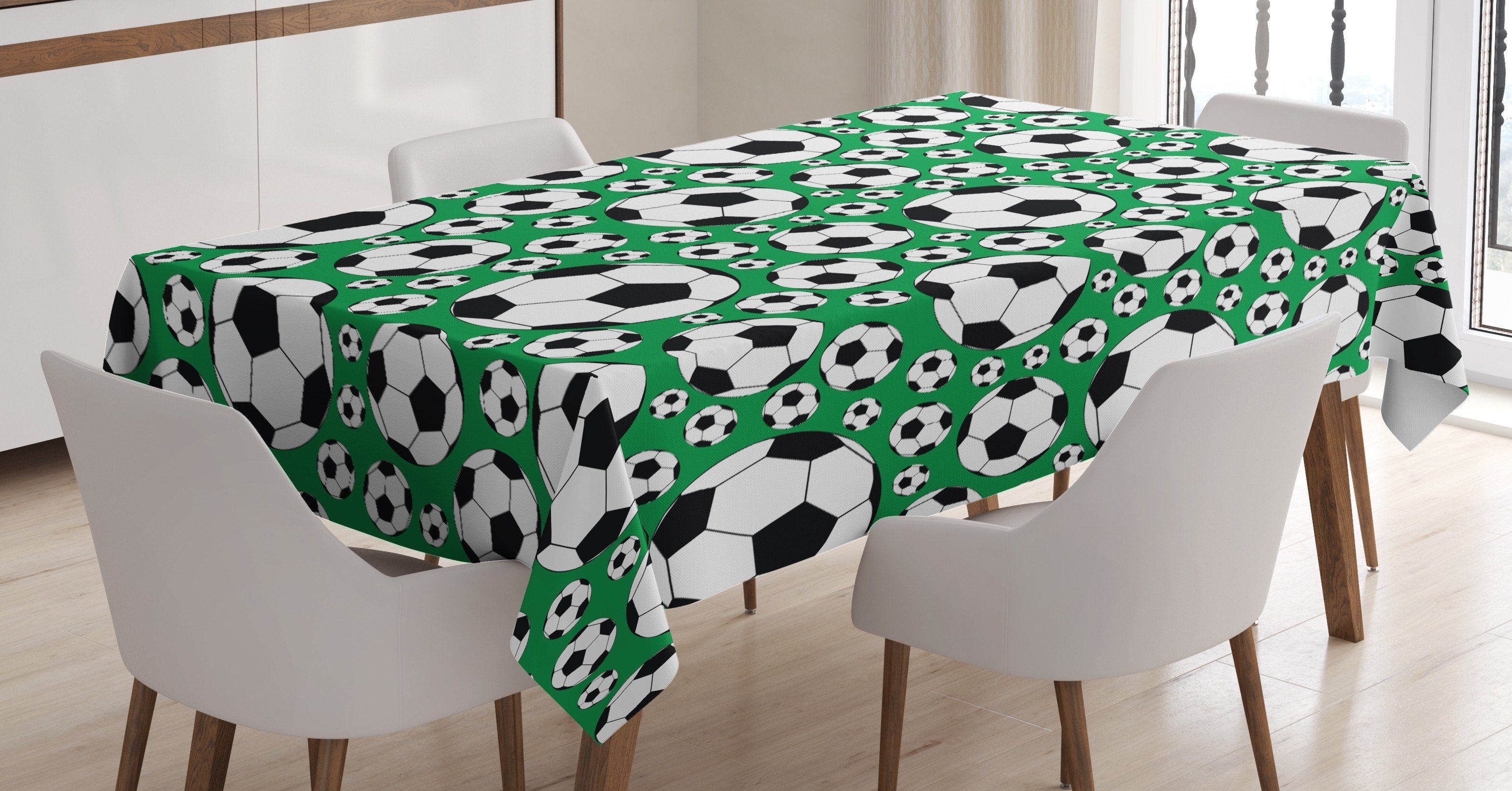 Farben, Abakuhaus Sport-Motiv Waschbar den Klare Beliebte Fußball Außen Tischdecke Farbfest Bereich Für geeignet