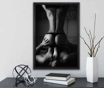 Pixxprint Leinwandbild Erotisches Paar, Wanddekoration (1 St), Leinwandbild fertig bespannt, in einem Schattenfugen-Bilderrahmen gefasst, inkl. Zackenaufhänger