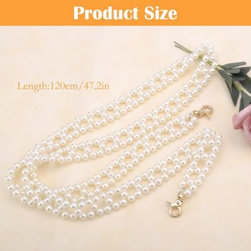 HIBNOPN Schulterriemen Taschenkette, Handykette Perlen zum Umhängen,Taschenkette Perlen 120cm