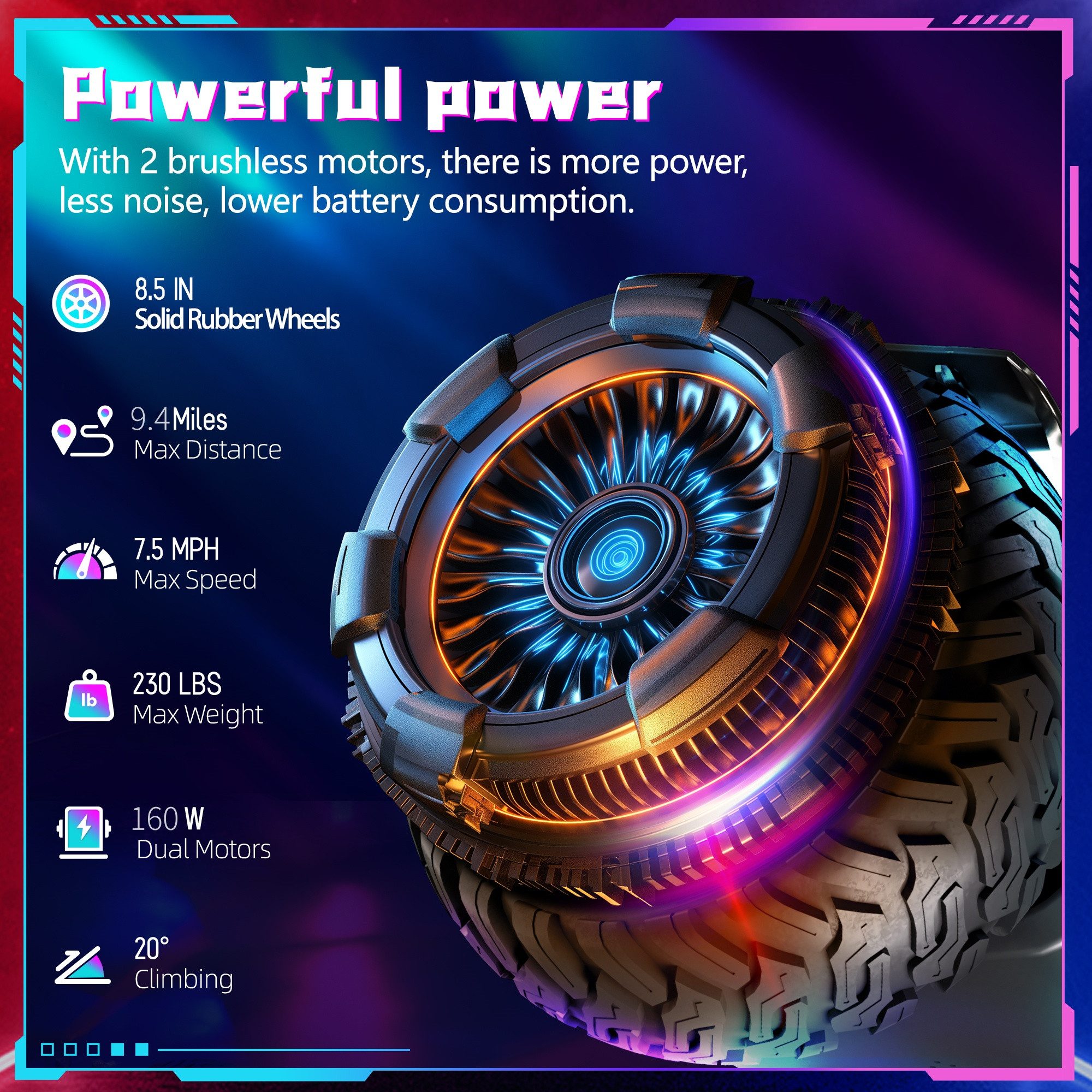 SISIGAD Balance Scooter 8,5 Zoll Dualmotorräder, Hoverboard mit LED-Licht, Smart Bluetooth, 10 km/h, Hoverboard mit LED Lichter Bluetooth,Geschenk für Kinder