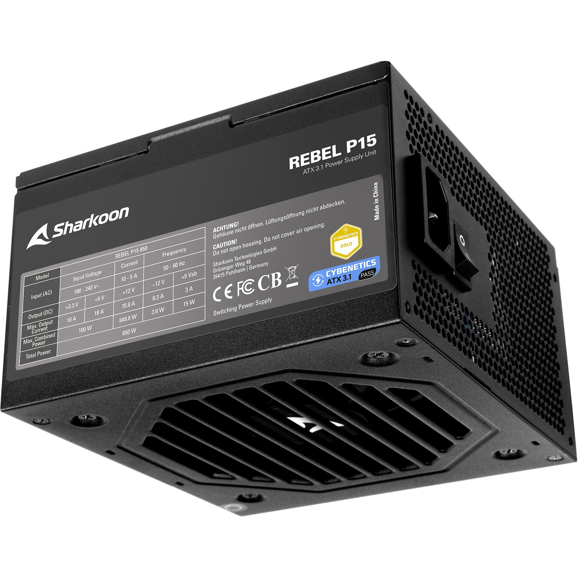 Sharkoon Sharkoon Rebel P15 850, PC-Netzteil, (1x 12-Pin PC-Netzteil