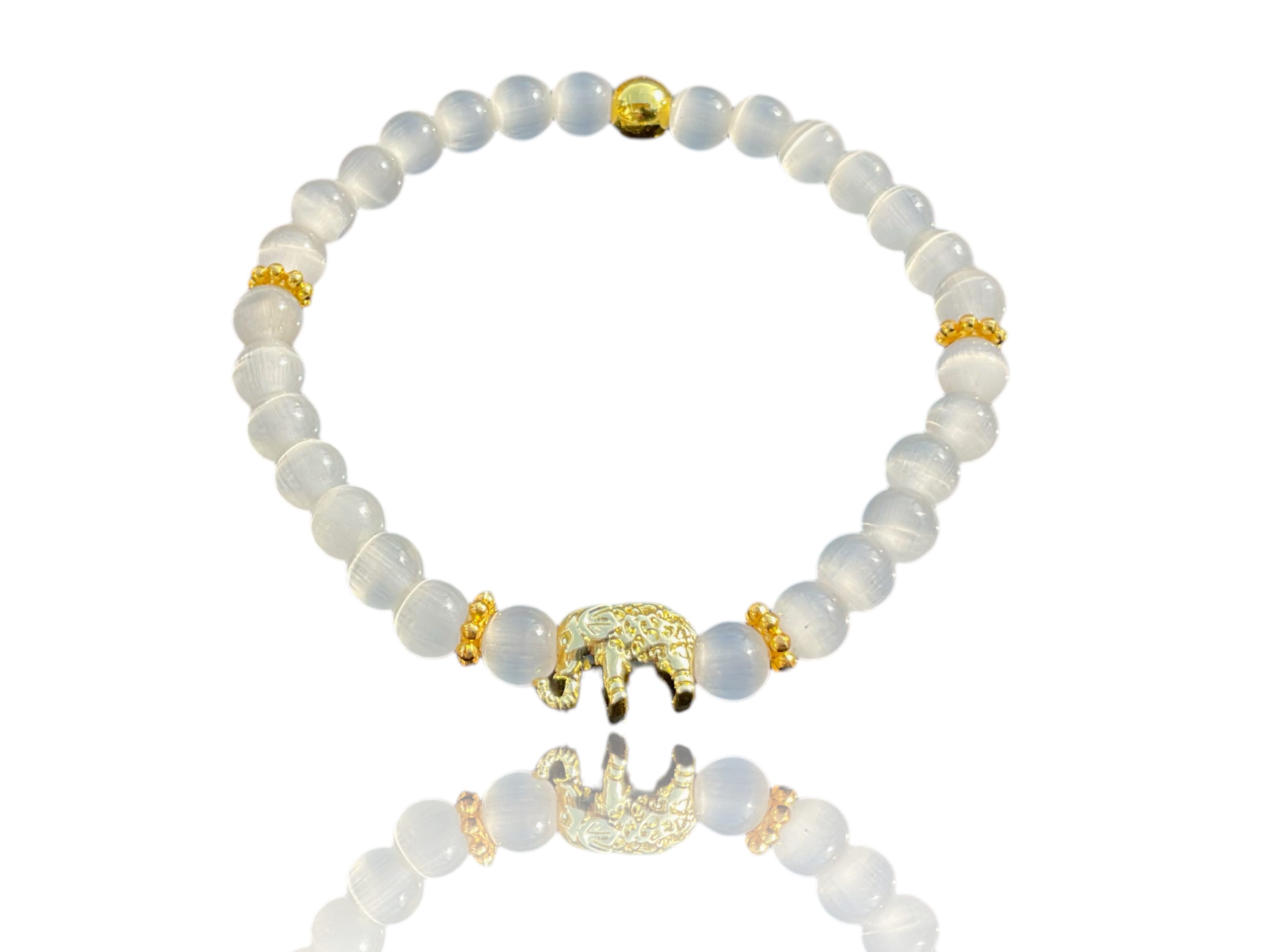 Steinfixx® Perlenarmband Selenit Edelsteinarmband Elefant mit 14 k vergolde günstig online kaufen