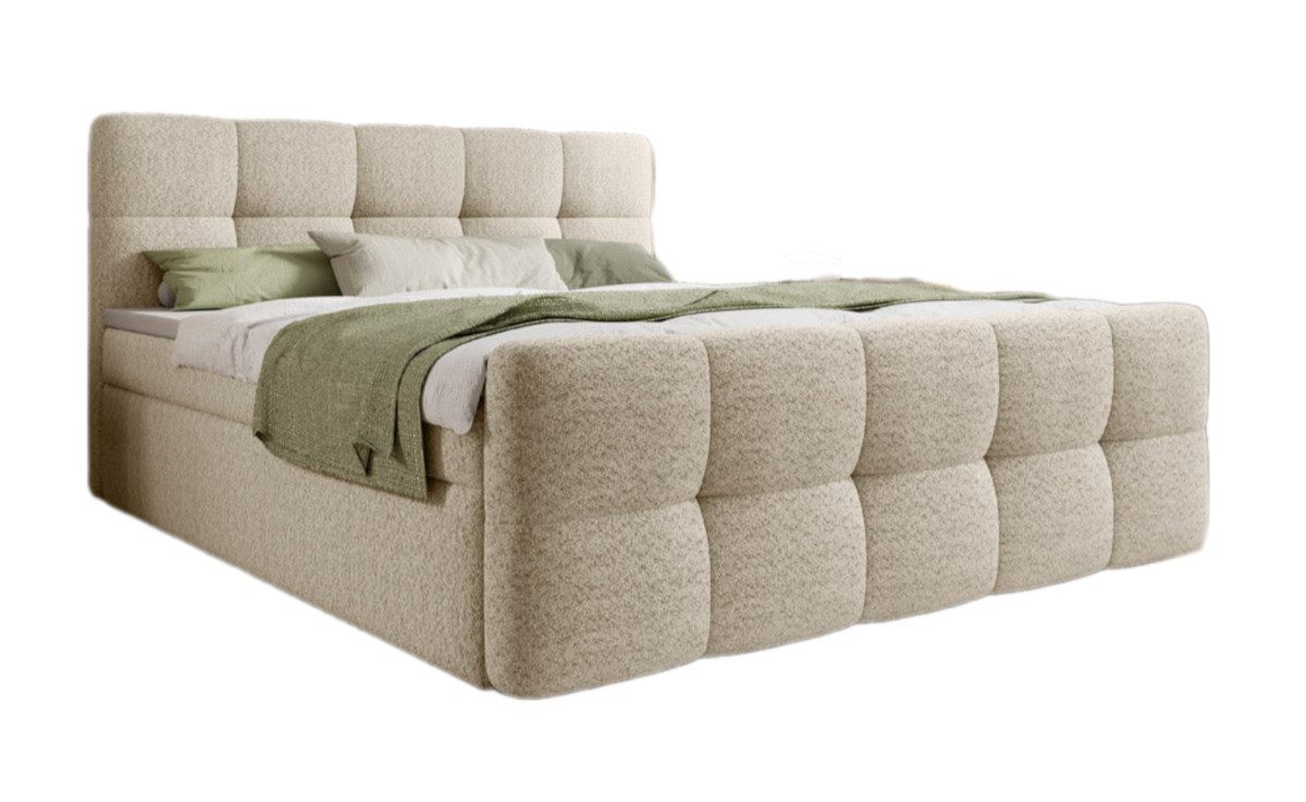 Luxusbetten24 Boxspringbett Cozy Bouclé, inklusive PU-Schaum Topper günstig online kaufen