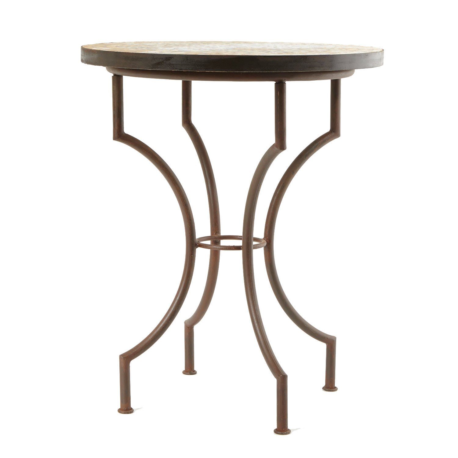 Casa Moro Gartentisch Mediterraner Gartentisch Mosaiktisch Ankabut Ø 60 cm rund (mit Gestell Höhe 73 cm, Bistrotisch Mosaik-Beistelltisch Balkontisch), Handgefertigt, MT2044