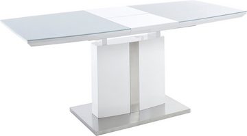 MCA furniture Esstisch Najuma, Bootsform weiß mit Synchronauszug, Sicherheitsglas