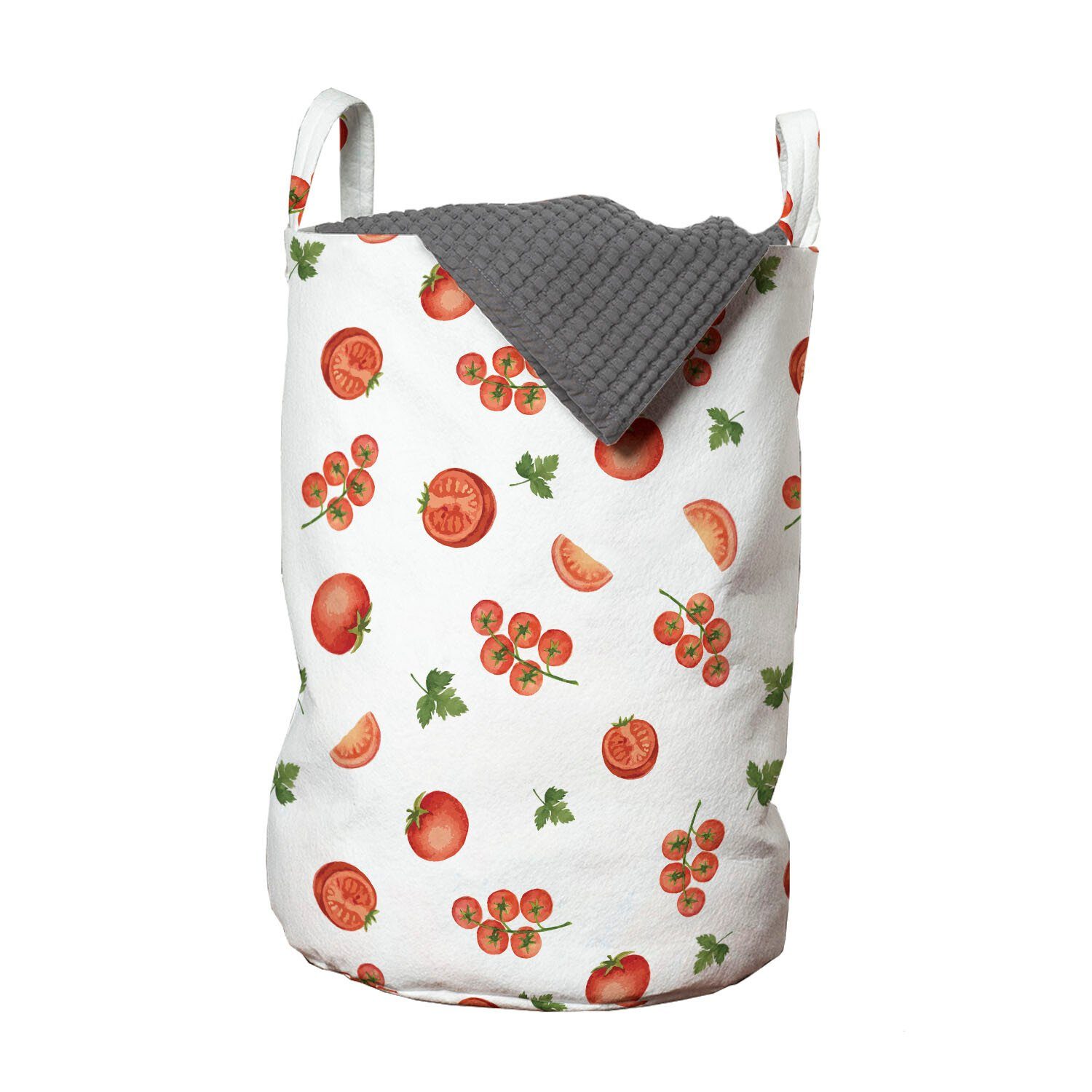 Abakuhaus Wäschesäckchen Wäschekorb mit Griffen Kordelzugverschluss für Waschsalons, Gemüse Kirschtomate Petersilie