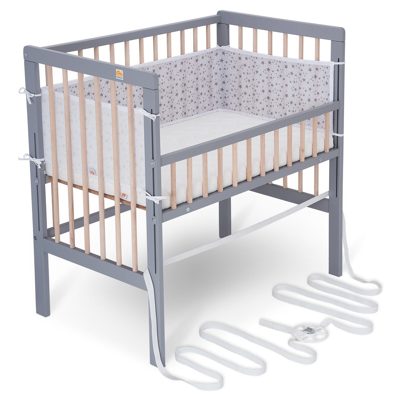 Beistellbett Boxspring Fix Grau / Natur