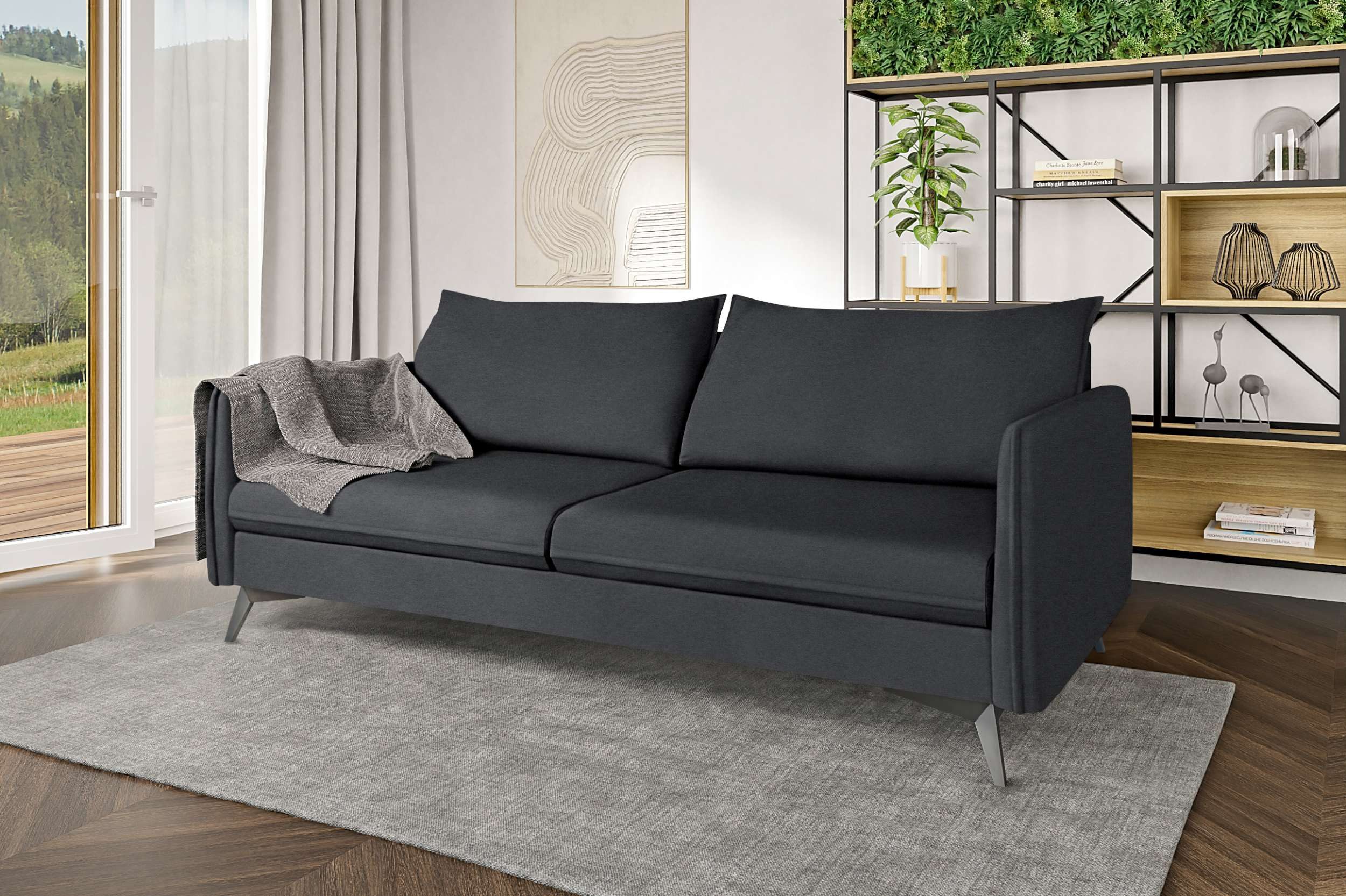 99rooms 3-Sitzer Edison, Sofa, 3-Sitzer Sofa, mit Rundumbezug, inkl. 2 Rückenkissen, 4 stabile Metallfüße
