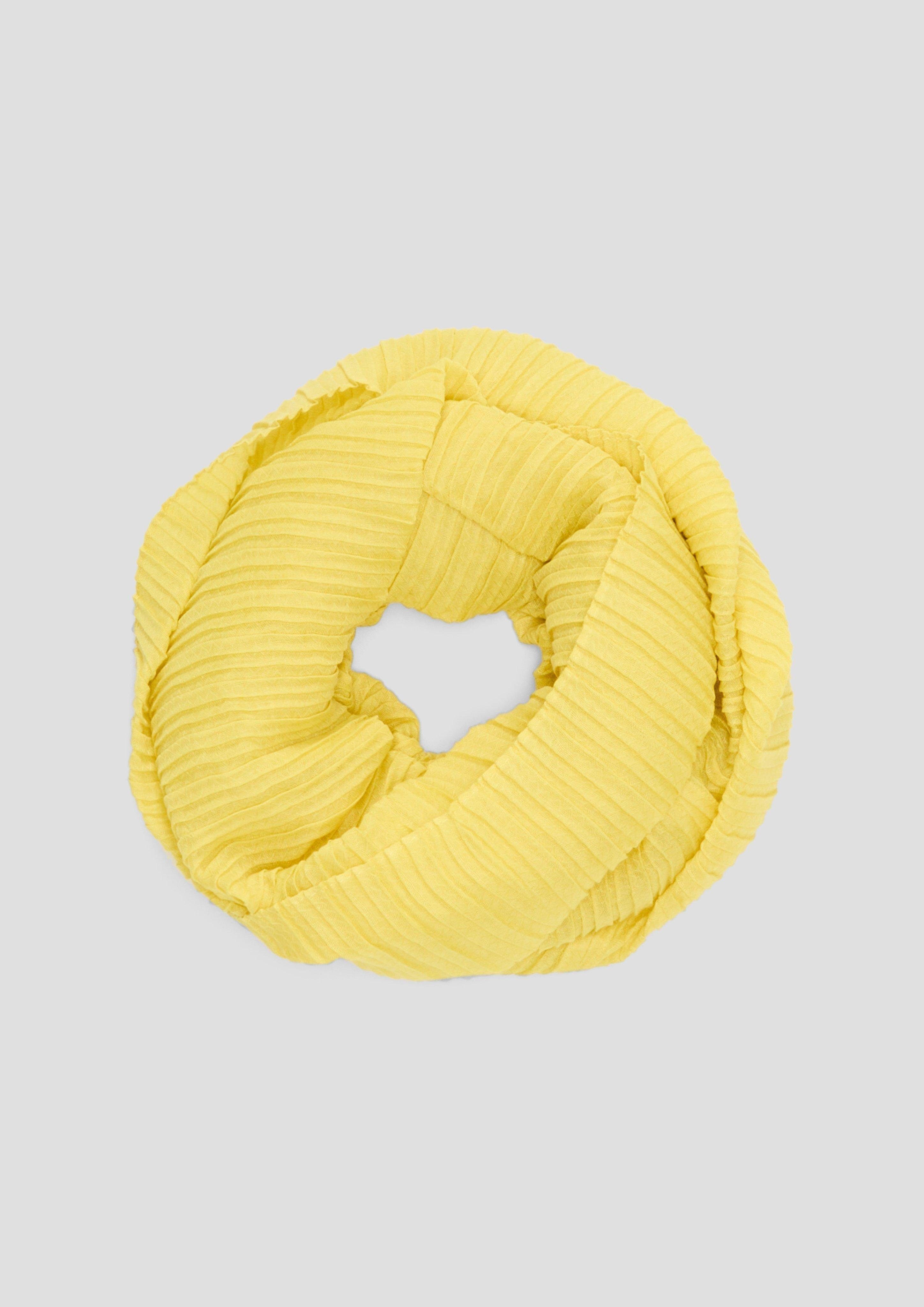 s.Oliver Halstuch Loop-Schal mit Plisseefalten gelb