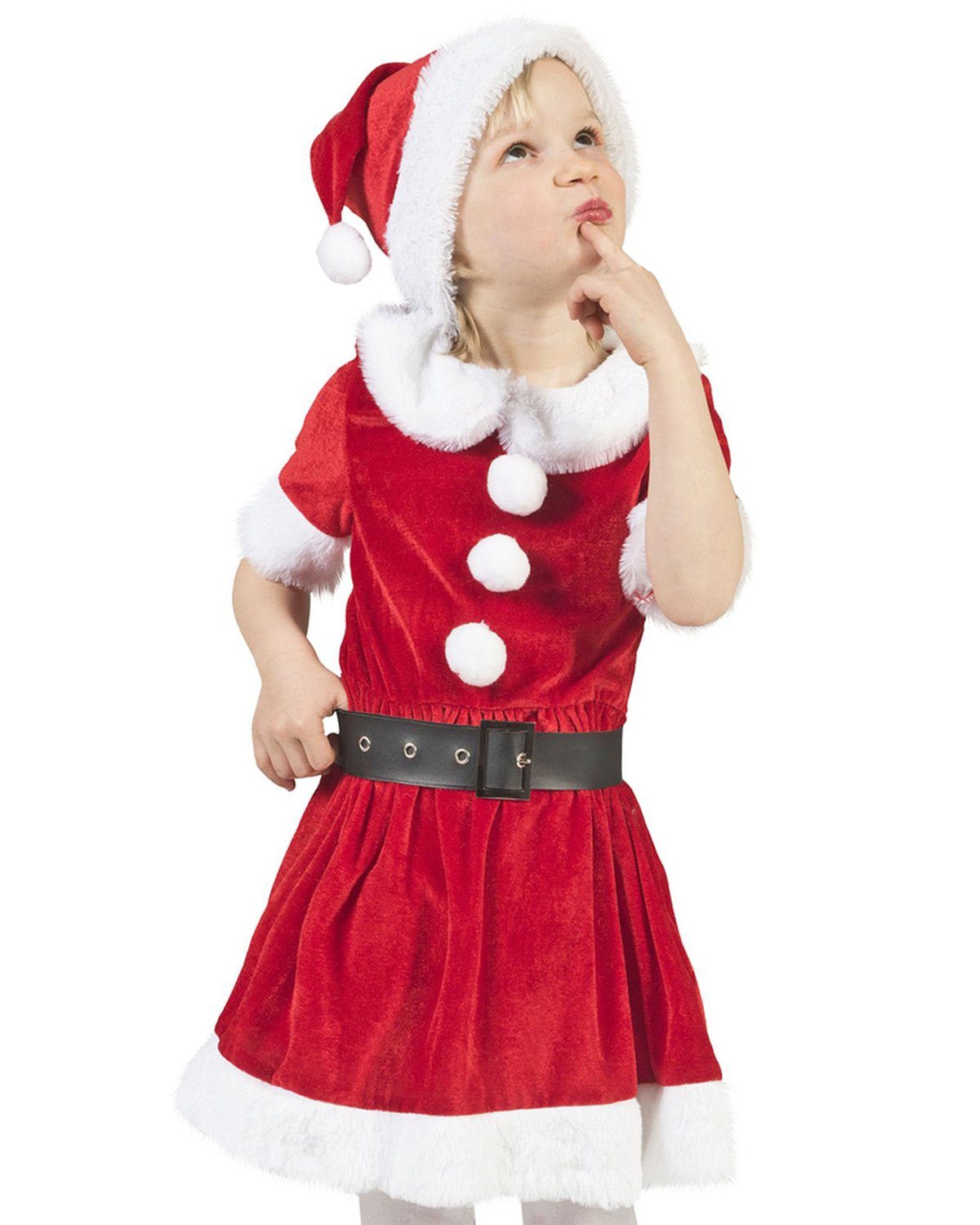 Funny Fashion Kostüm Weihnachtsmädchen 'Carol' für Kinder, Weihnachtsm